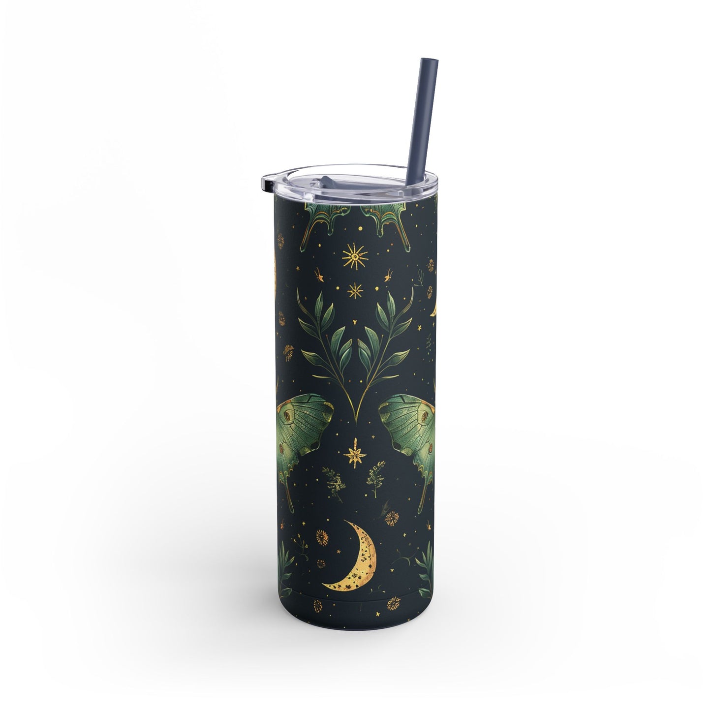 Lunar Moth Matte Skinny Tumbler – 20oz Insulated Drinkware with a Touch of Magic