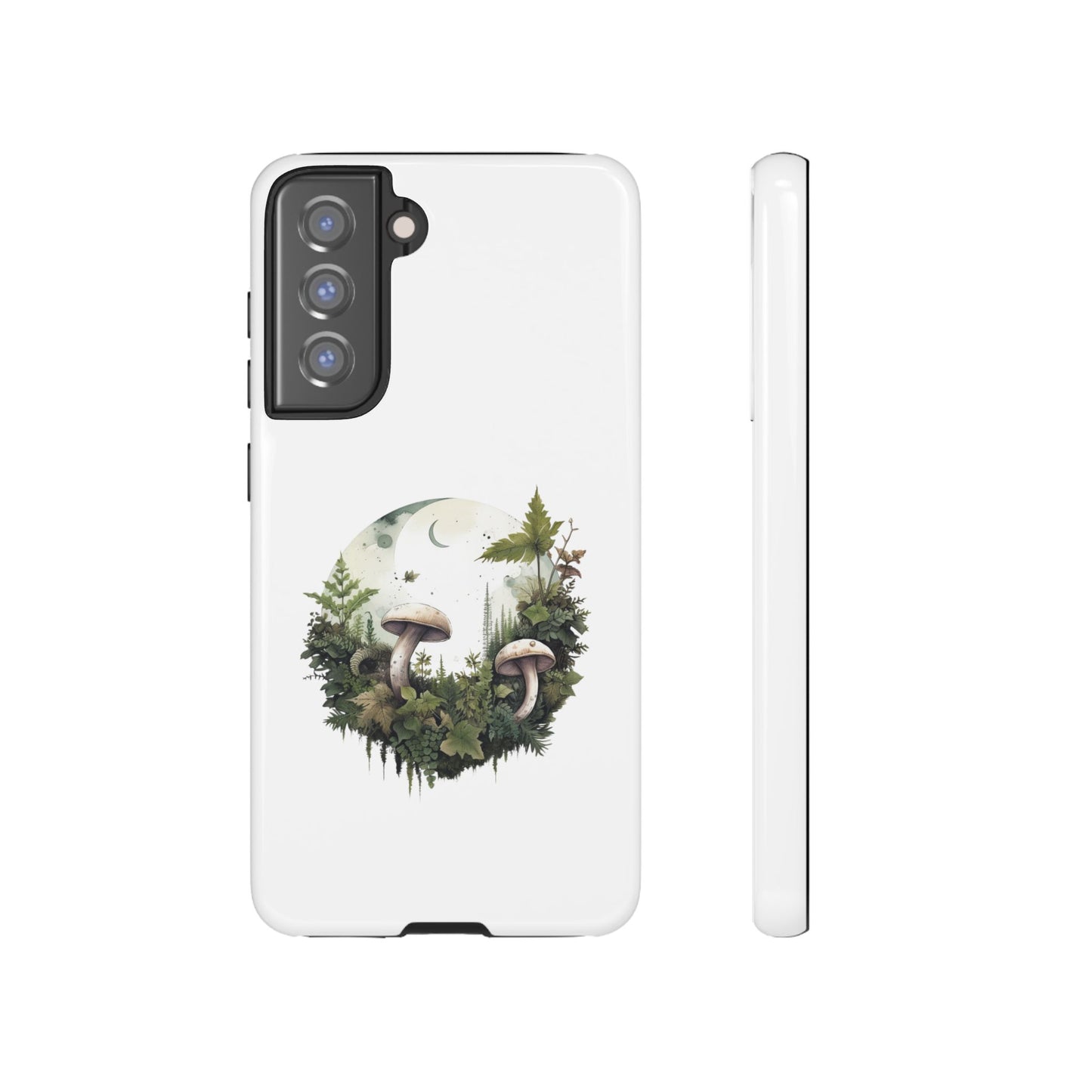 Moonlit Mushroom Tough Phone Case – Minimalist Forest Magic
