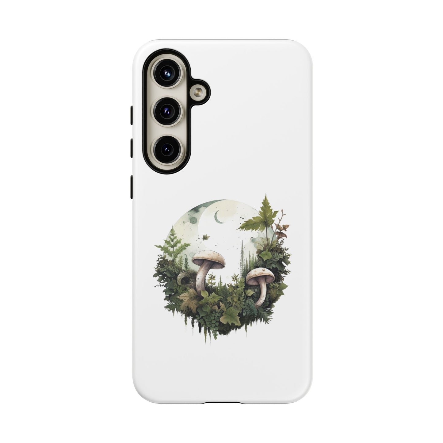 Moonlit Mushroom Tough Phone Case – Minimalist Forest Magic
