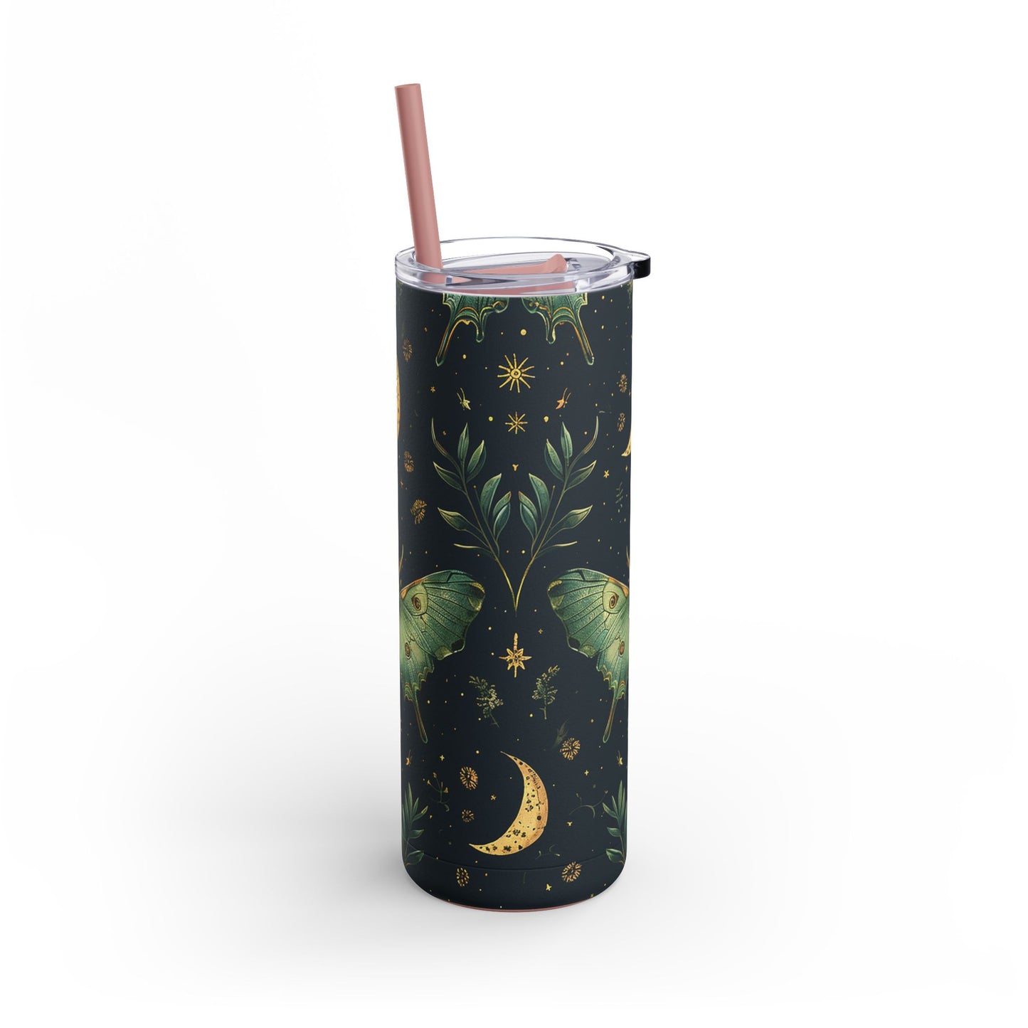 Lunar Moth Matte Skinny Tumbler – 20oz Insulated Drinkware with a Touch of Magic