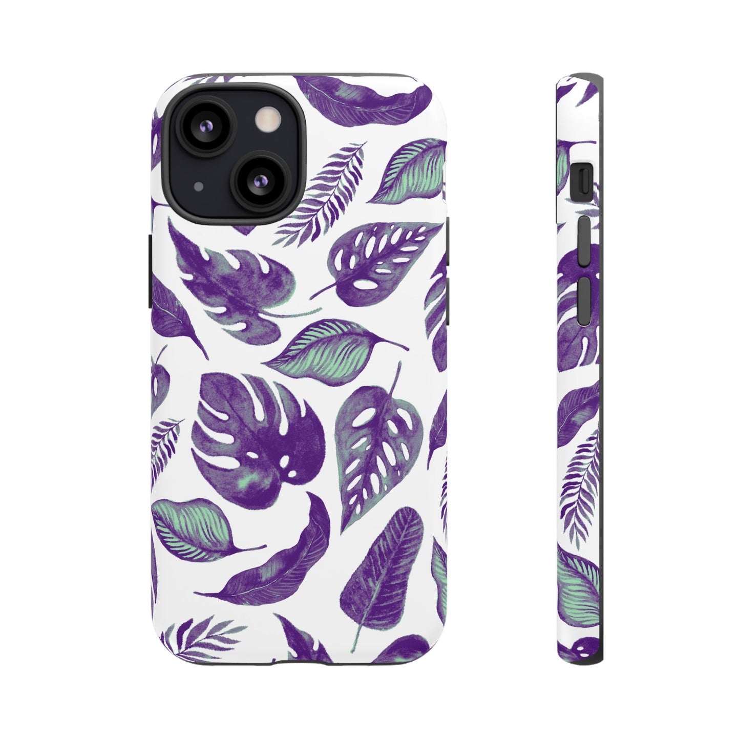 Purple & Mint Tropical Leaves on White - Tough Case