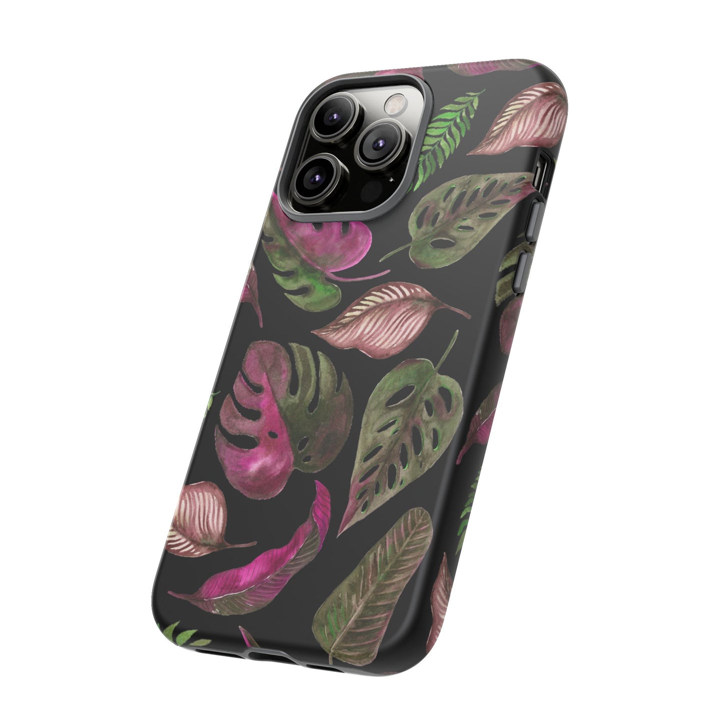 Pink & Black Tropical Leaves - Tough Case