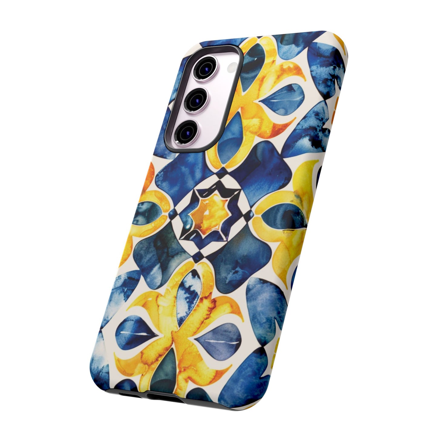 Kaleidoscope Art Phone Case - Bold Blue & Gold Geometric Design | Statement Maker Tough Case