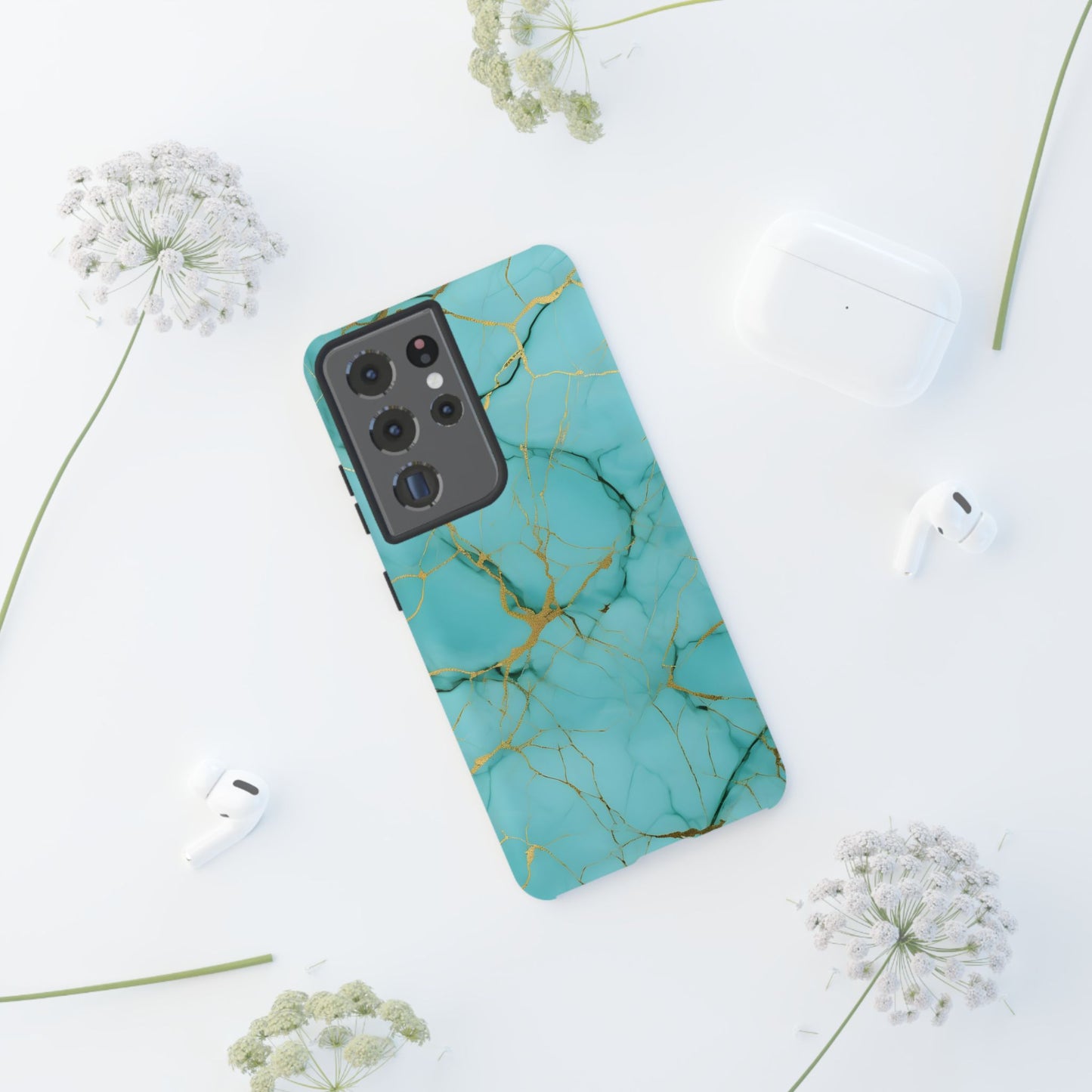 Teal Marble Tough Phone Case