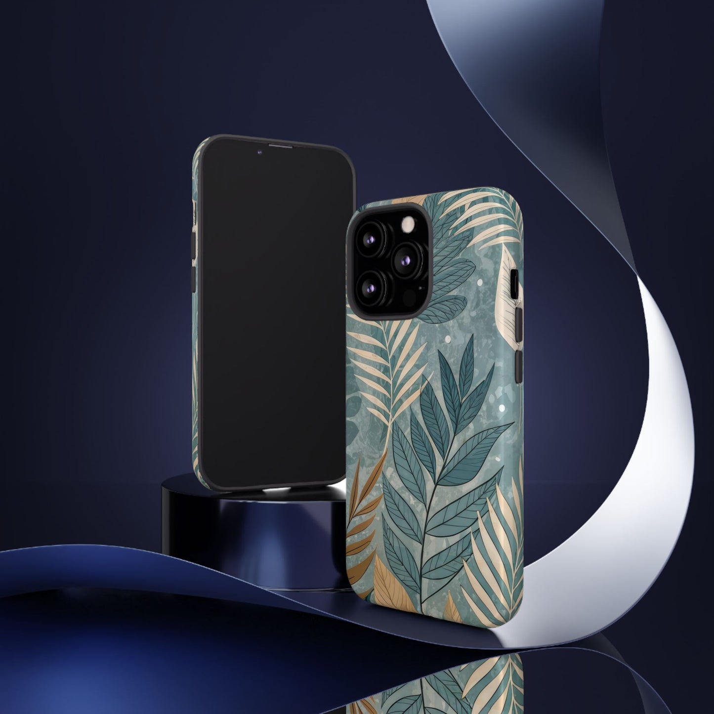 Blue Boho Leaves Tough Case