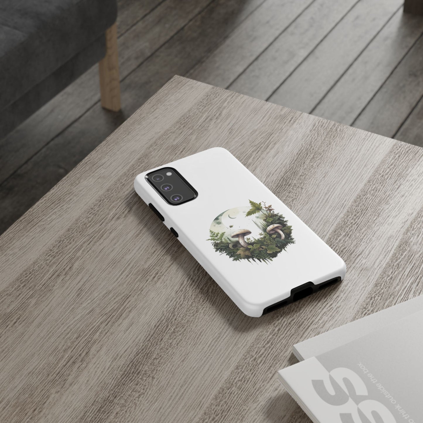 Moonlit Mushroom Tough Phone Case – Minimalist Forest Magic