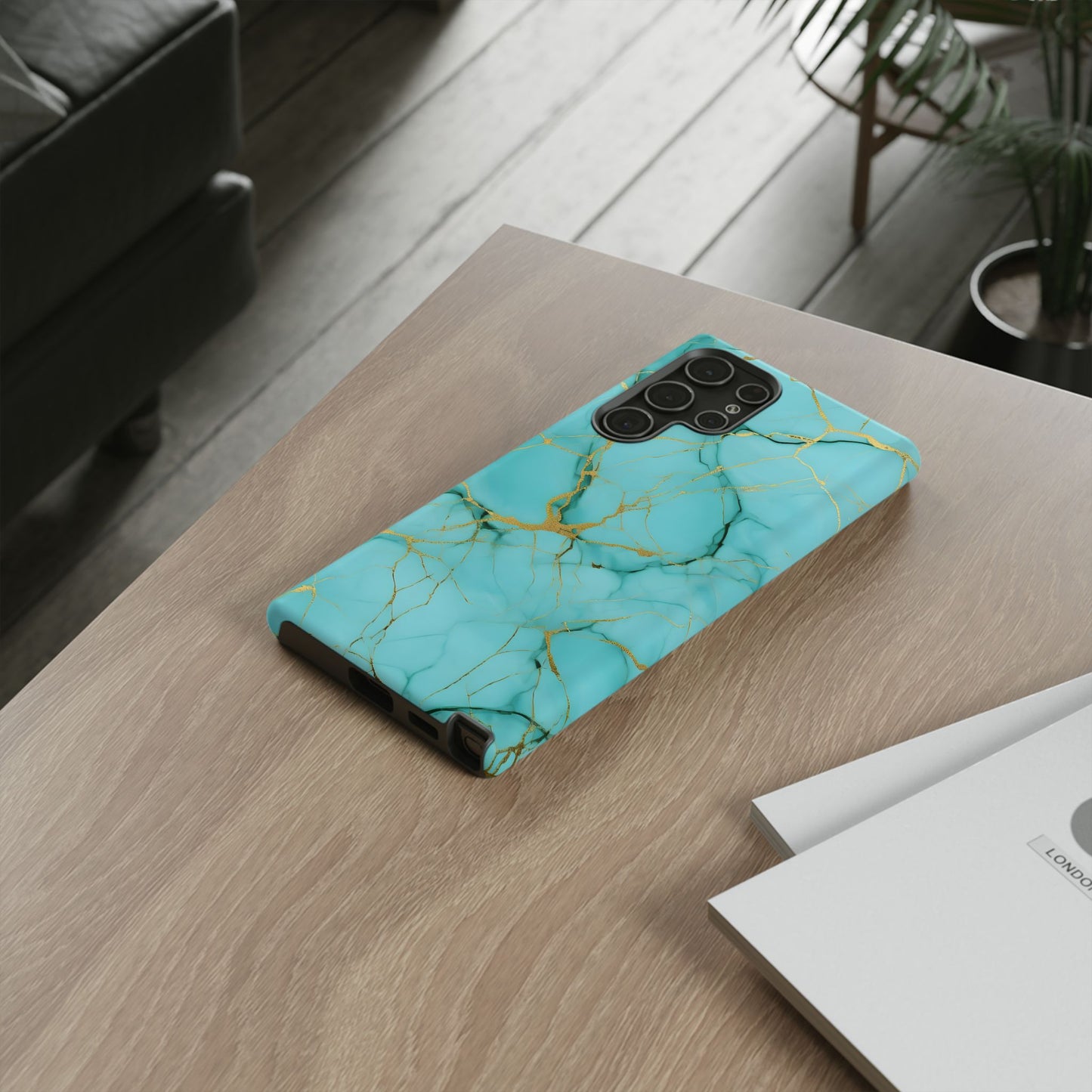 Teal Marble Tough Phone Case