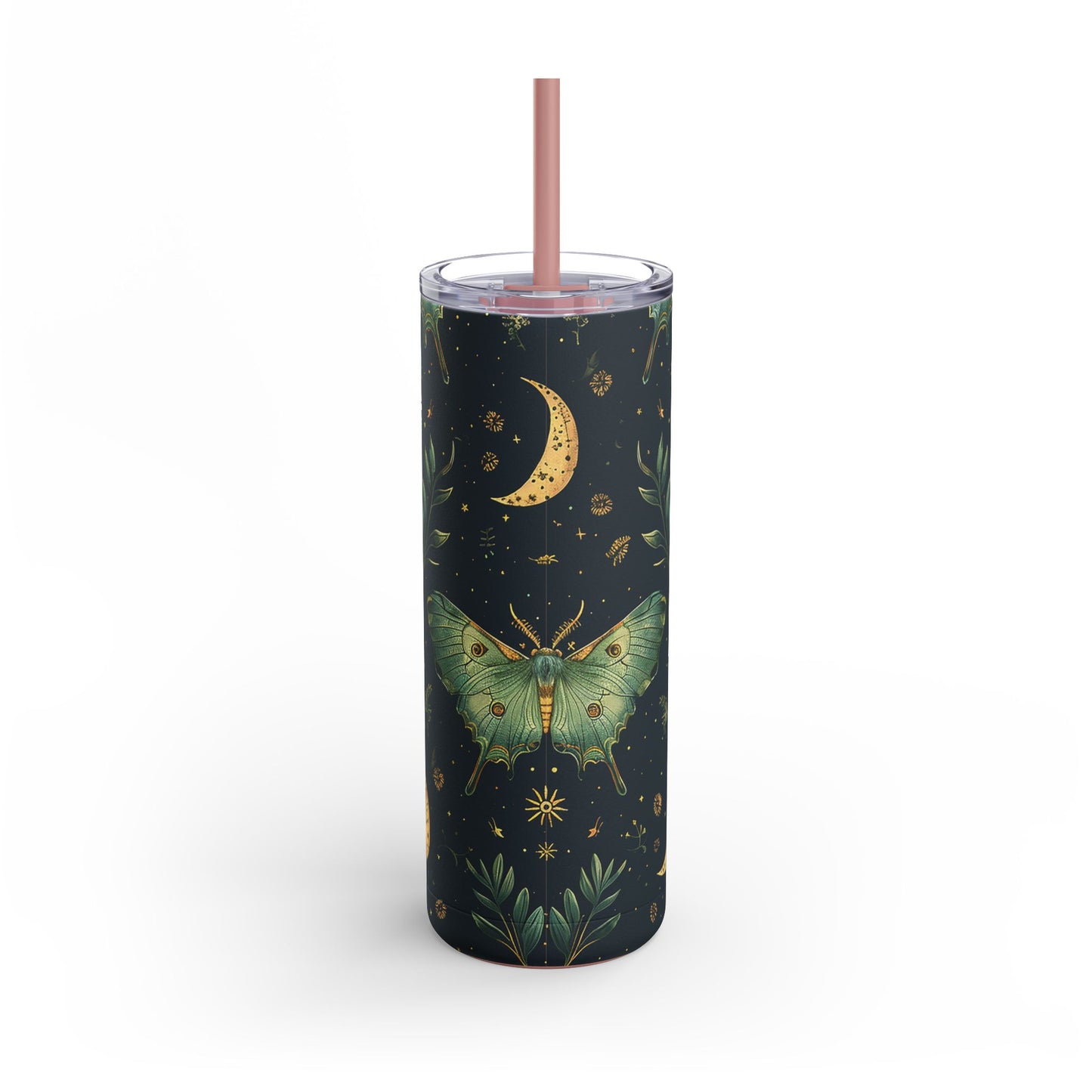 Lunar Moth Matte Skinny Tumbler – 20oz Insulated Drinkware with a Touch of Magic