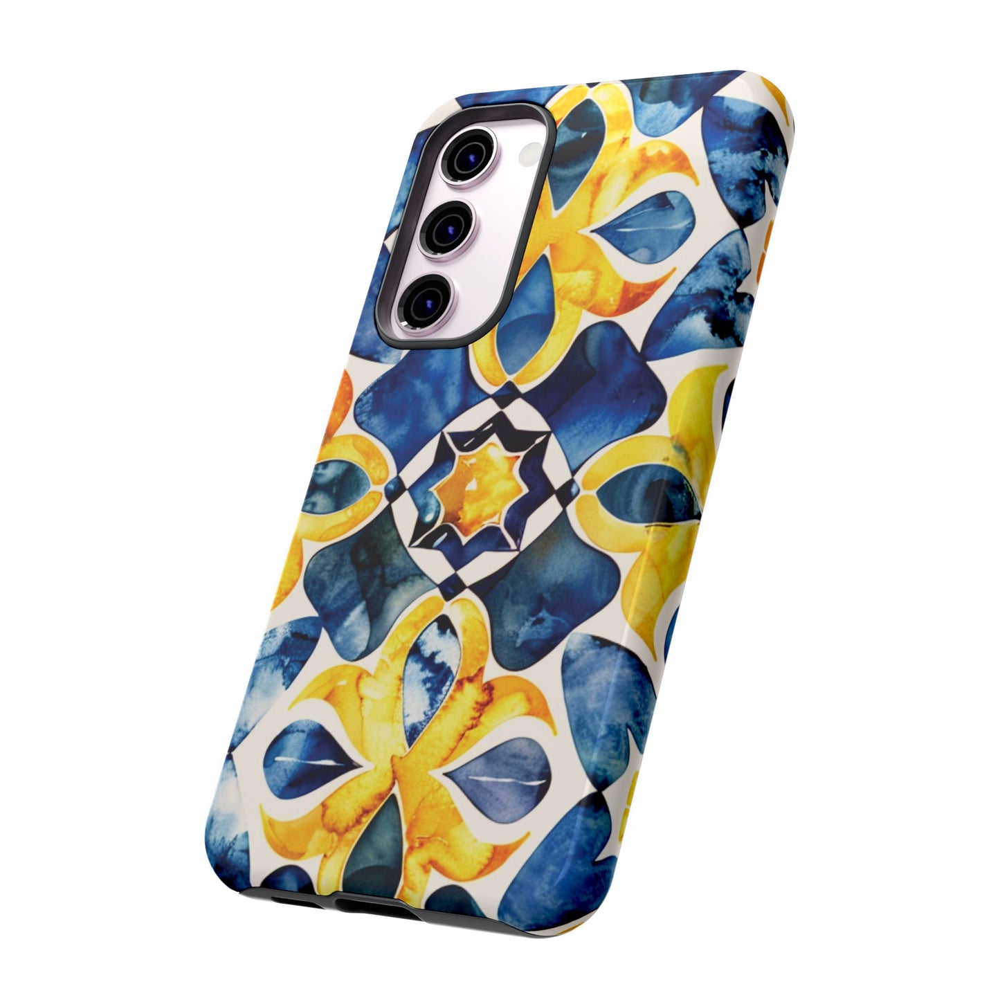 Kaleidoscope Art Phone Case - Bold Blue & Gold Geometric Design | Statement Maker Tough Case