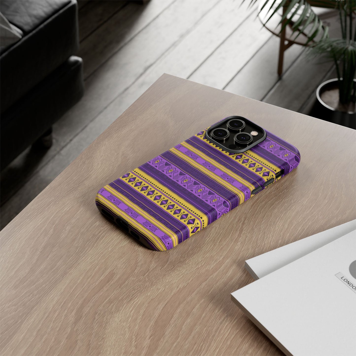 Purple & Yellow Stripes - Tough Phone Case