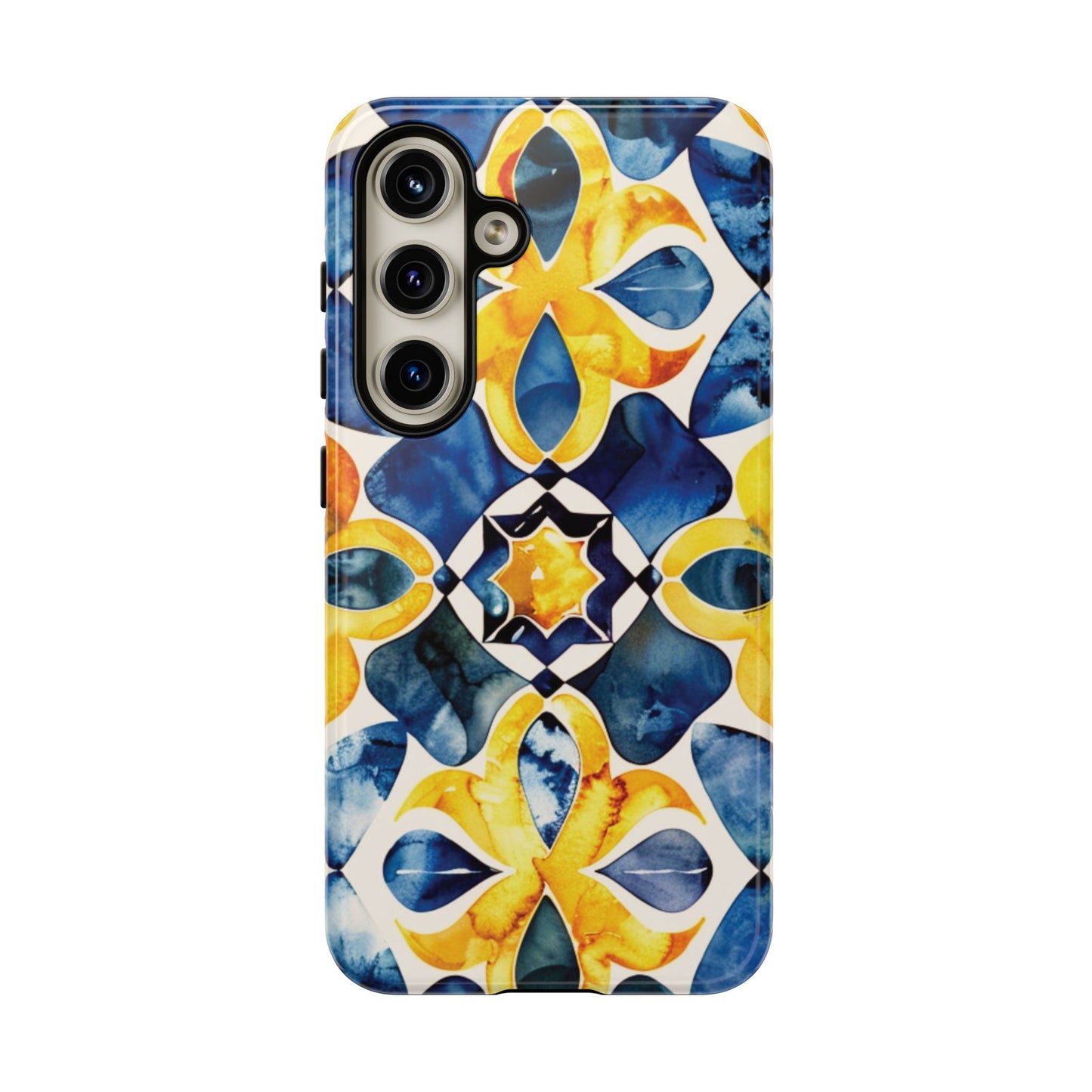 Kaleidoscope Art Phone Case - Bold Blue & Gold Geometric Design | Statement Maker Tough Case