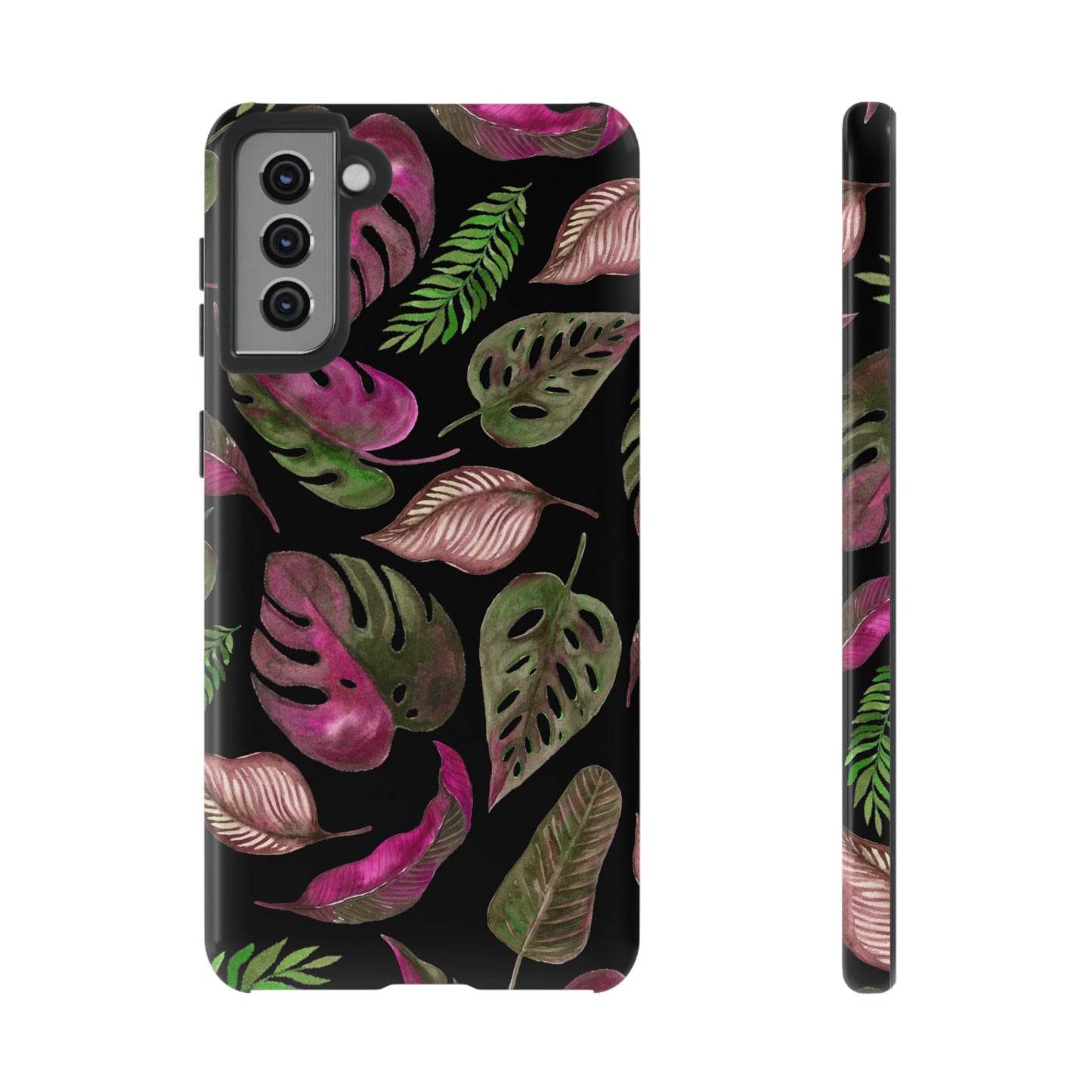 Pink & Black Tropical Leaves - Tough Case