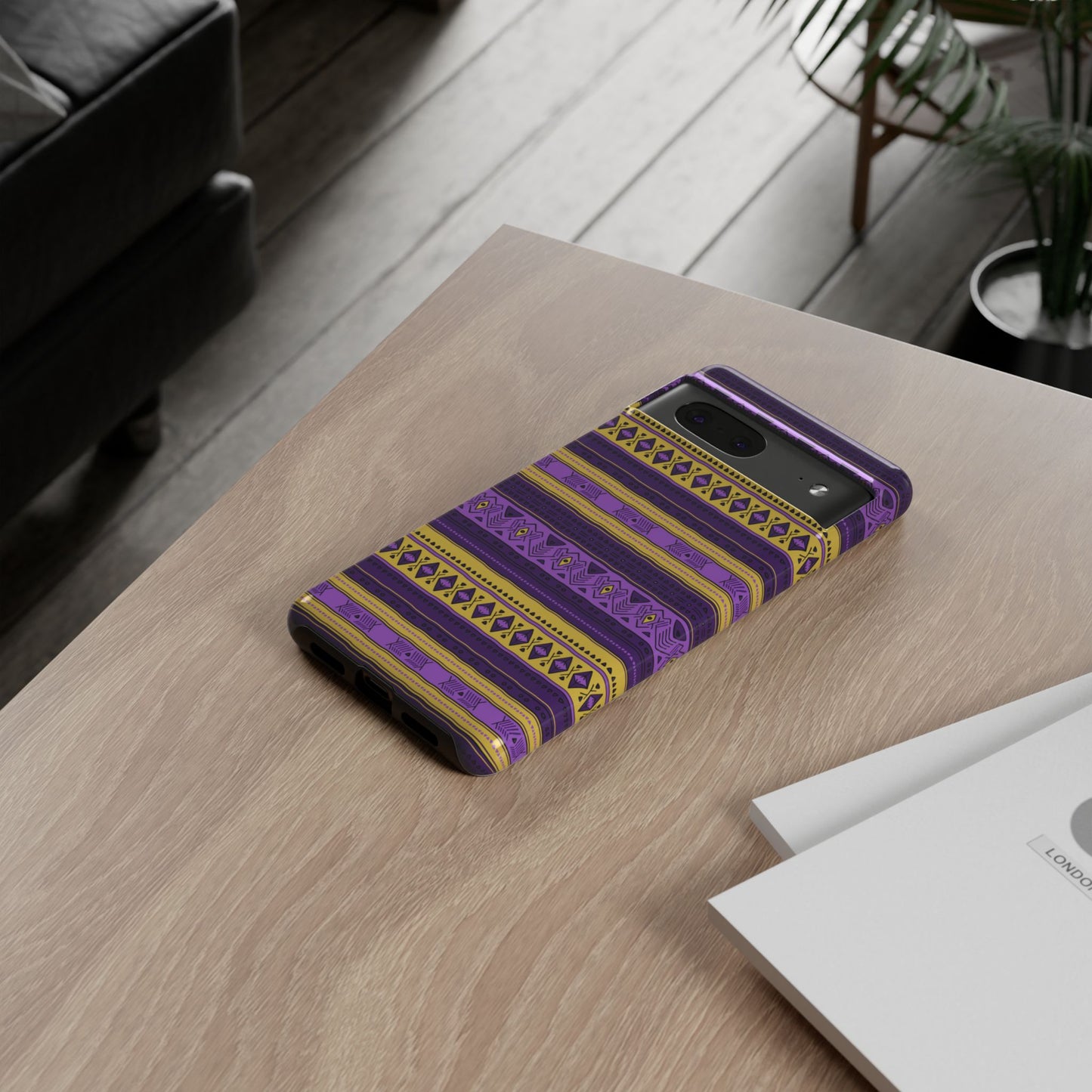 Purple & Yellow Stripes - Tough Phone Case