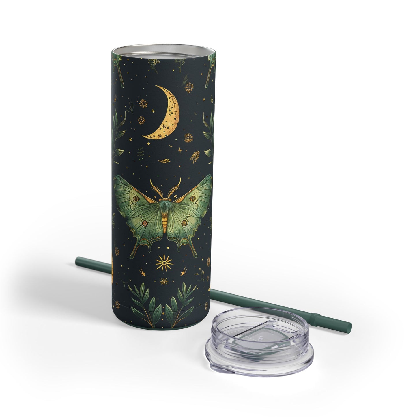 Lunar Moth Matte Skinny Tumbler – 20oz Insulated Drinkware with a Touch of Magic