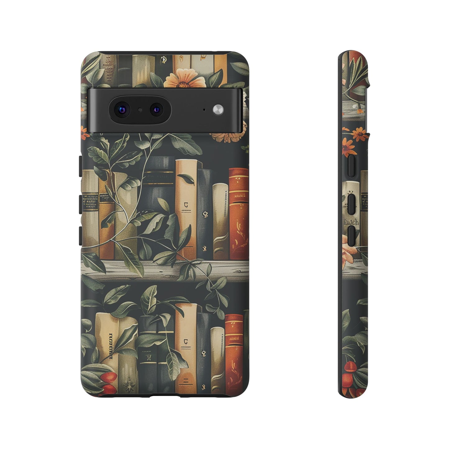 Cozy Bookshelf & Floral Tough Phone Case – Protective & Aesthetic for Book Lovers