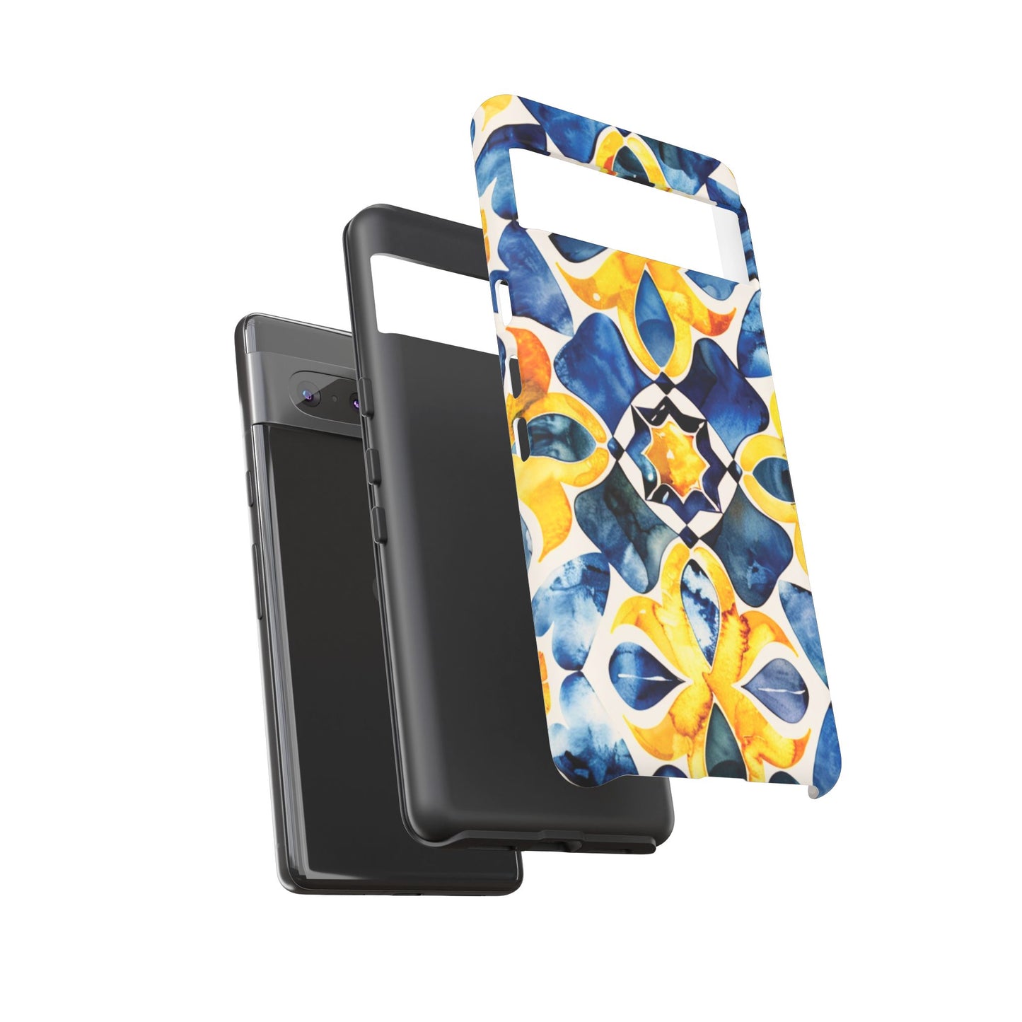 Kaleidoscope Art Phone Case - Bold Blue & Gold Geometric Design | Statement Maker Tough Case