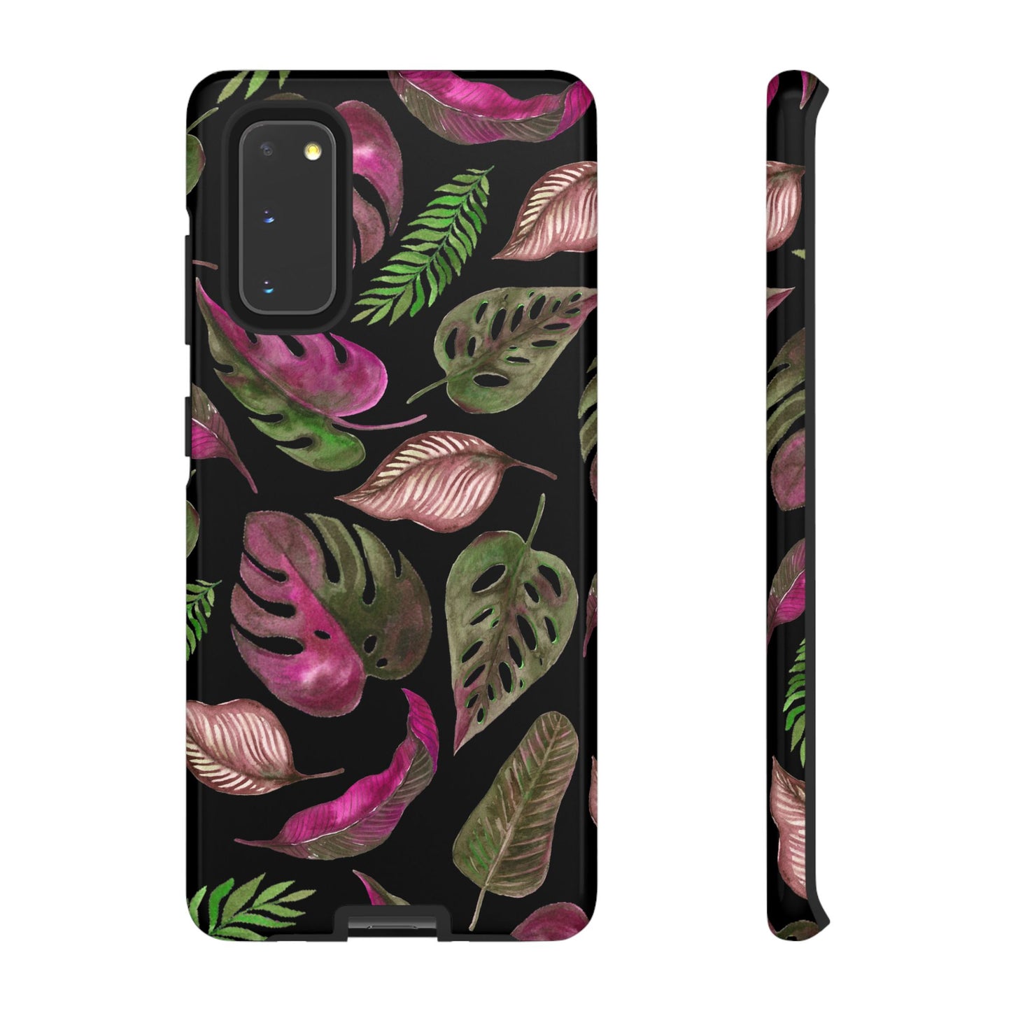 Pink & Black Tropical Leaves - Tough Case