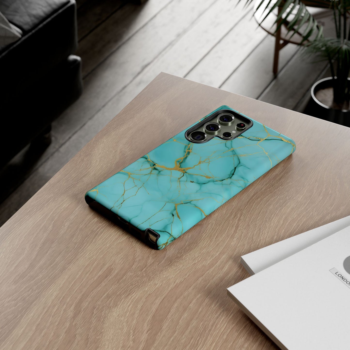 Teal Marble Tough Phone Case