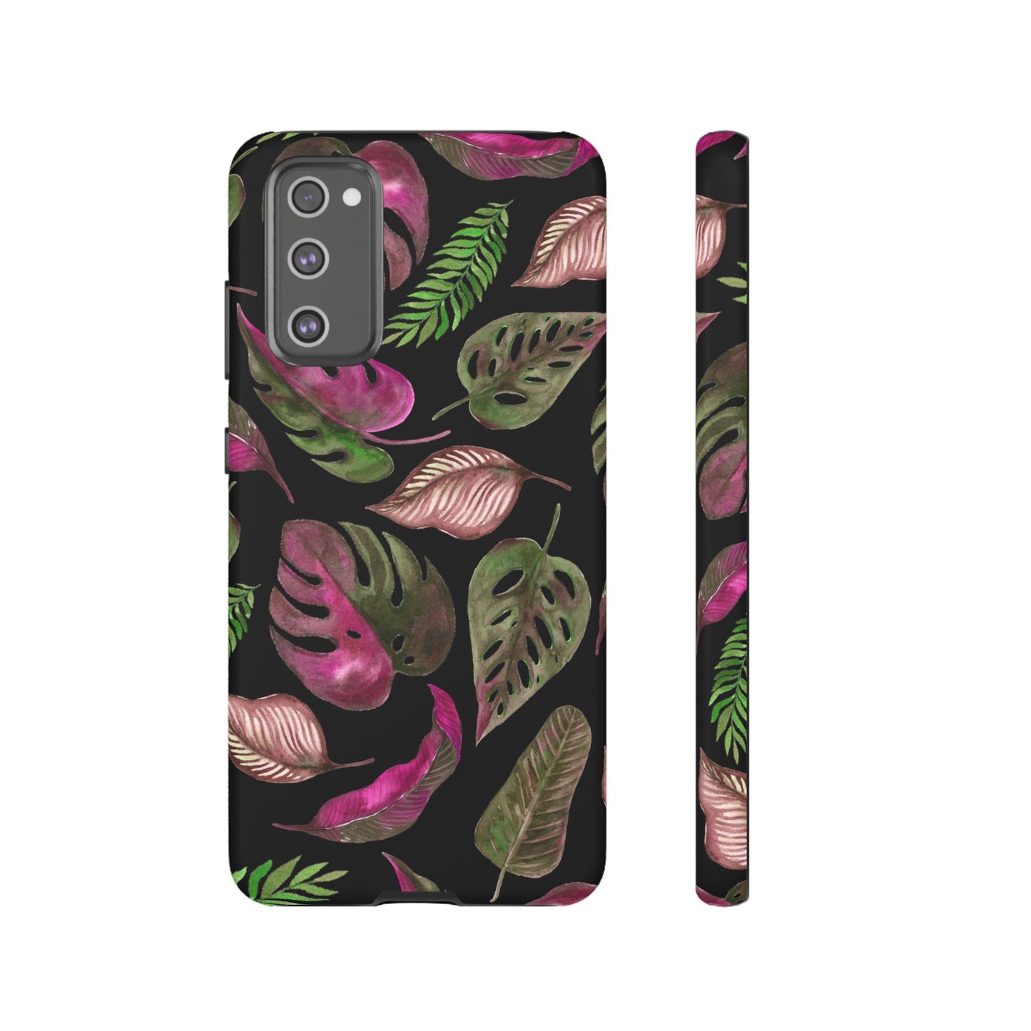 Pink & Black Tropical Leaves - Tough Case