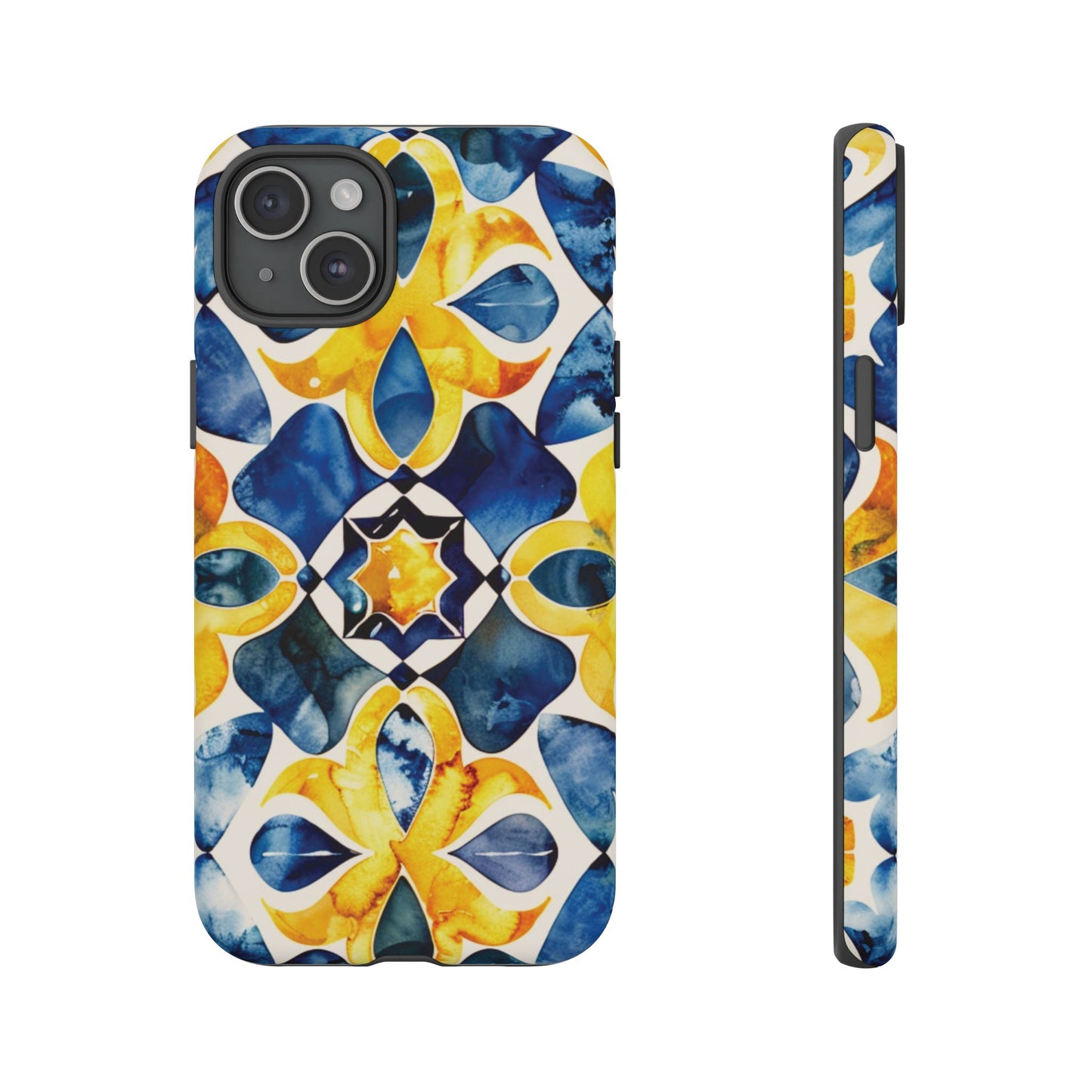 Kaleidoscope Art Phone Case - Bold Blue & Gold Geometric Design | Statement Maker Tough Case