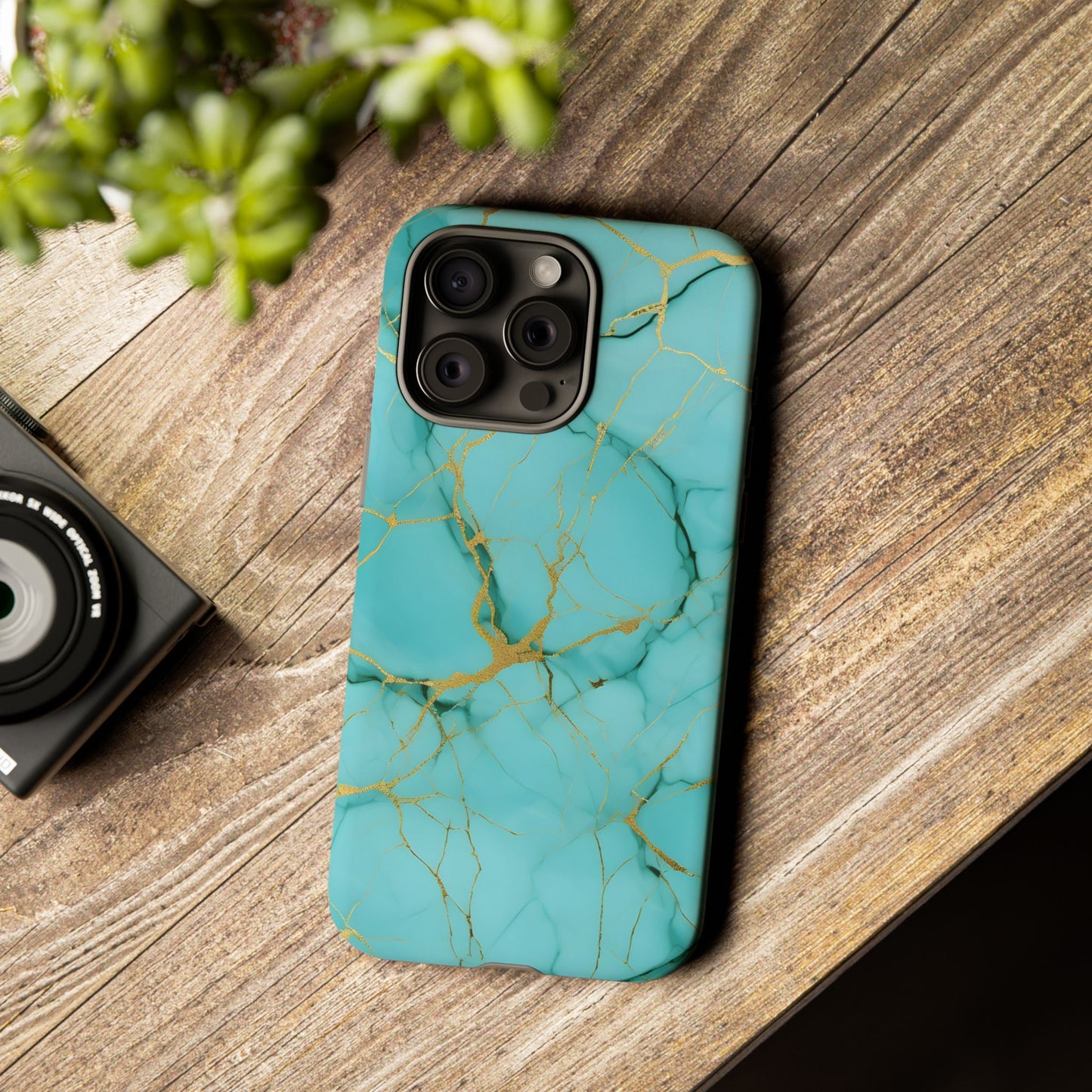 Teal Marble Tough Phone Case