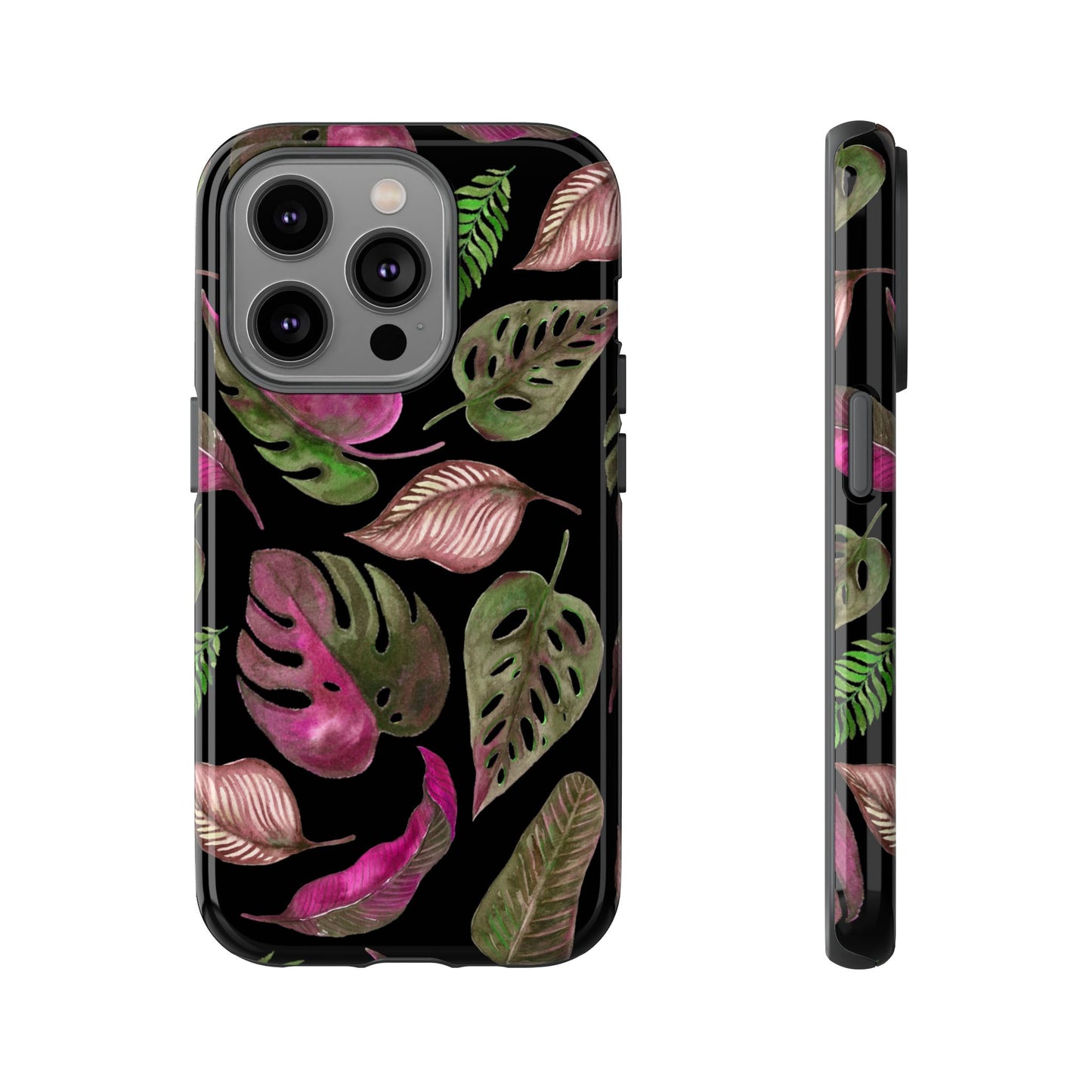 Pink & Black Tropical Leaves - Tough Case