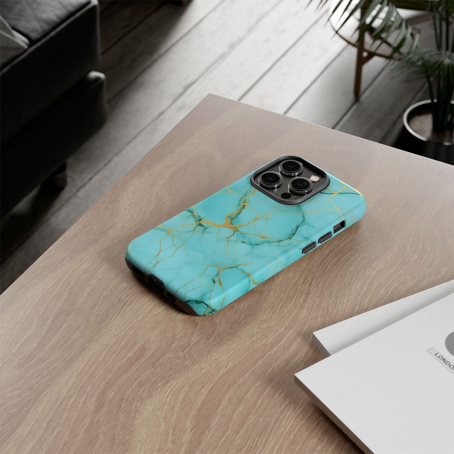 Teal Marble Tough Phone Case