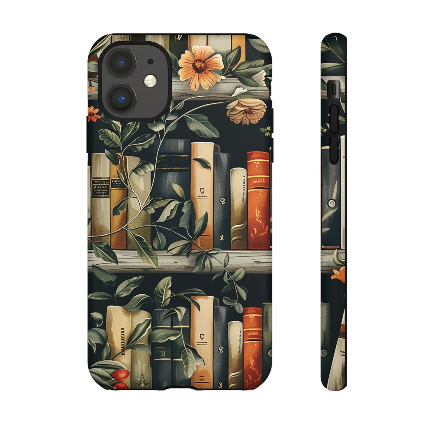 Cozy Bookshelf & Floral Tough Phone Case – Protective & Aesthetic for Book Lovers