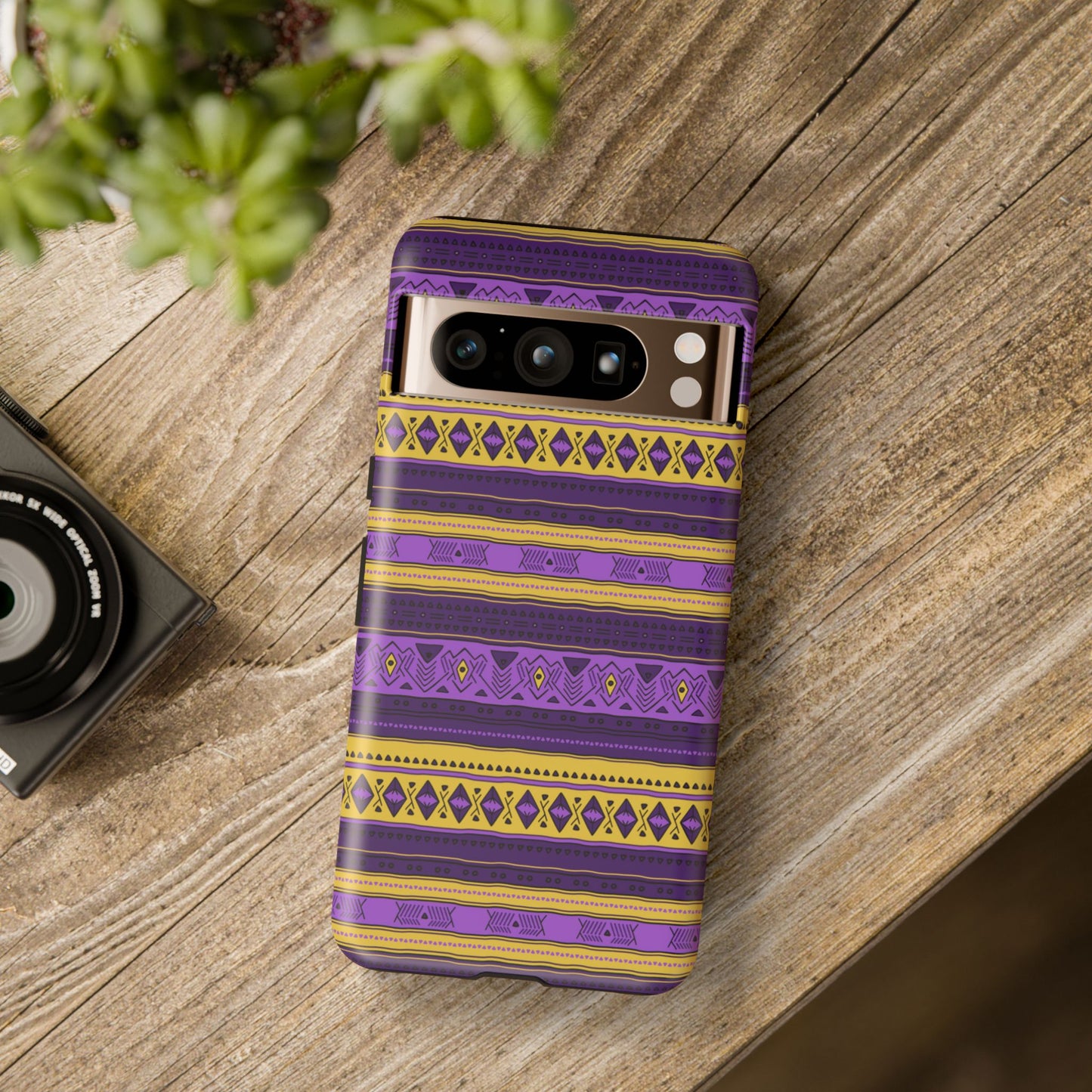 Purple & Yellow Stripes - Tough Phone Case