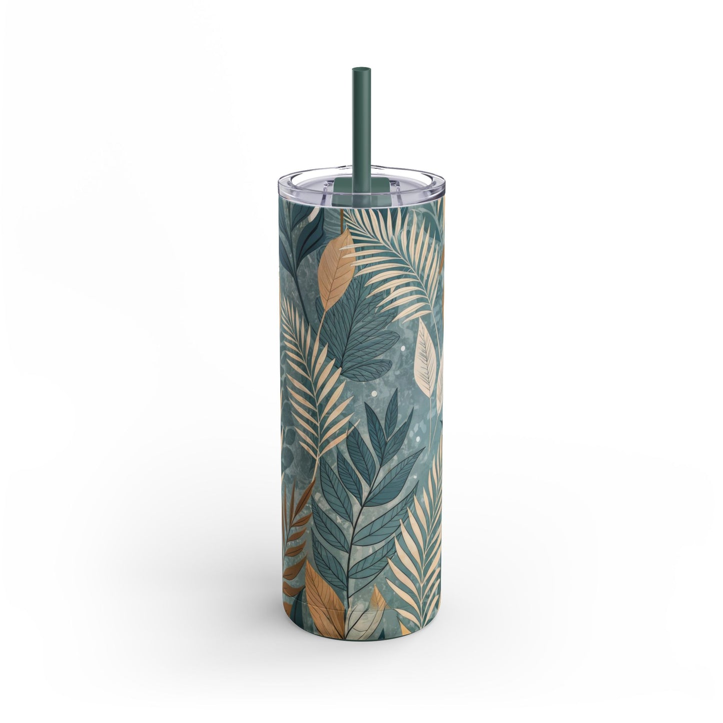 Boho Leaves Matte Skinny Tumbler – 20oz Insulated Drinkware with Plant-Lover Style