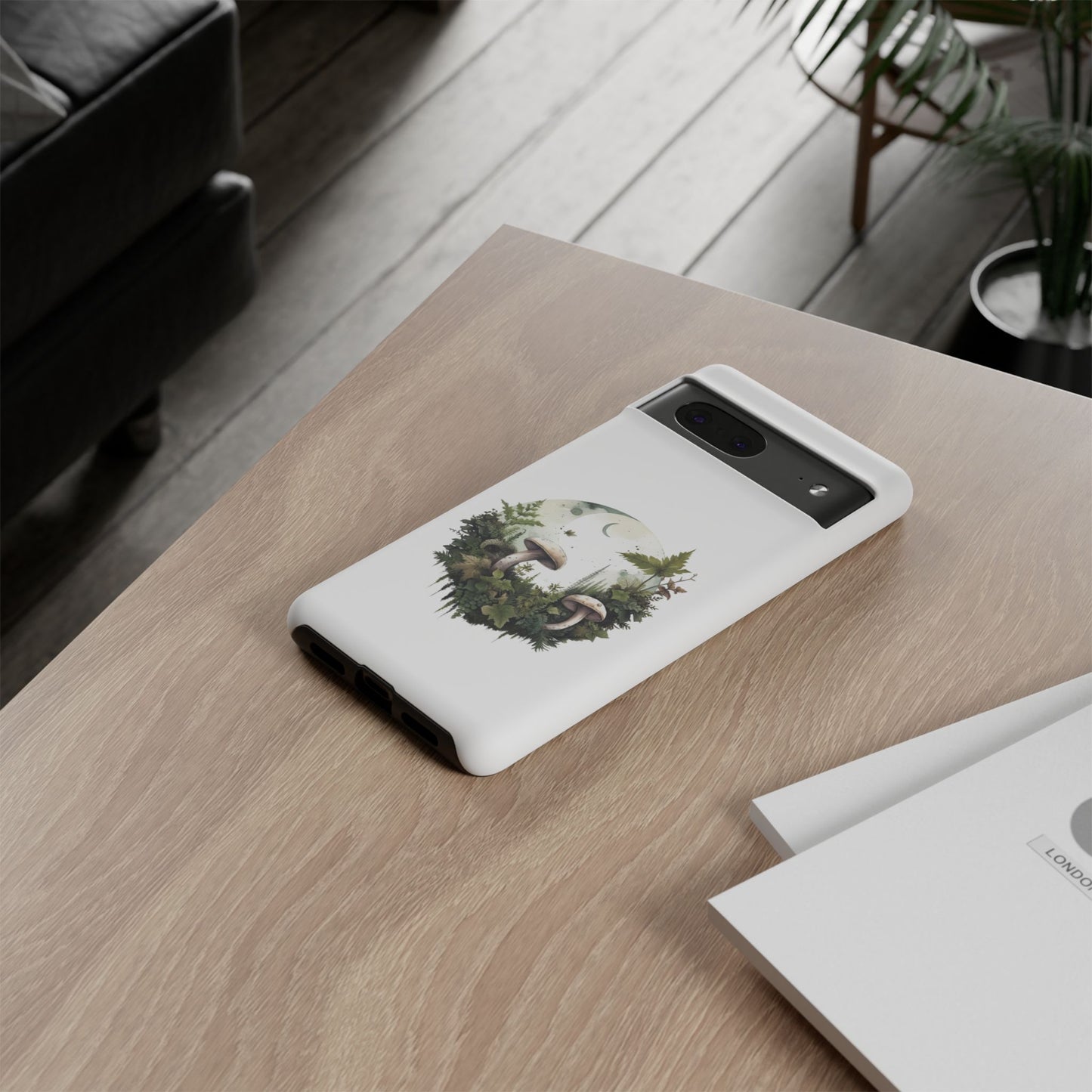 Moonlit Mushroom Tough Phone Case – Minimalist Forest Magic