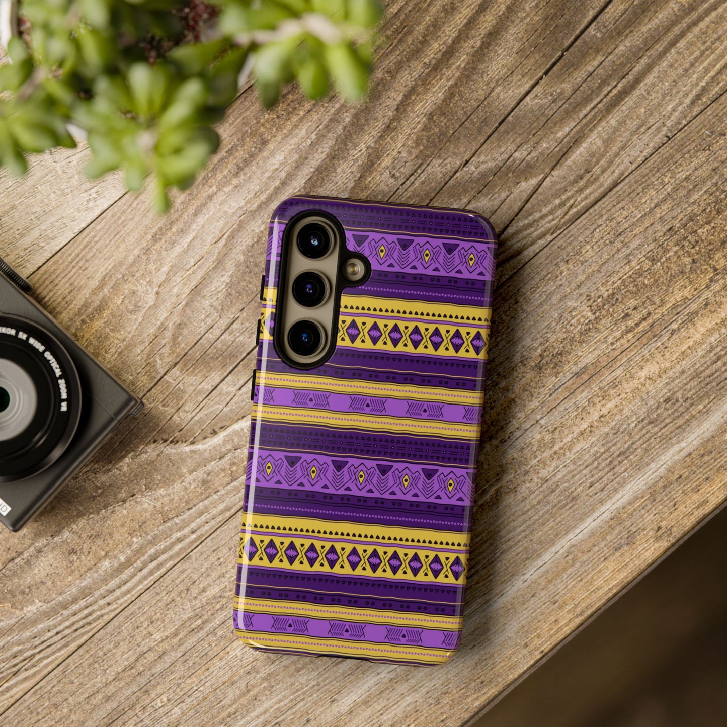 Purple & Yellow Stripes - Tough Phone Case