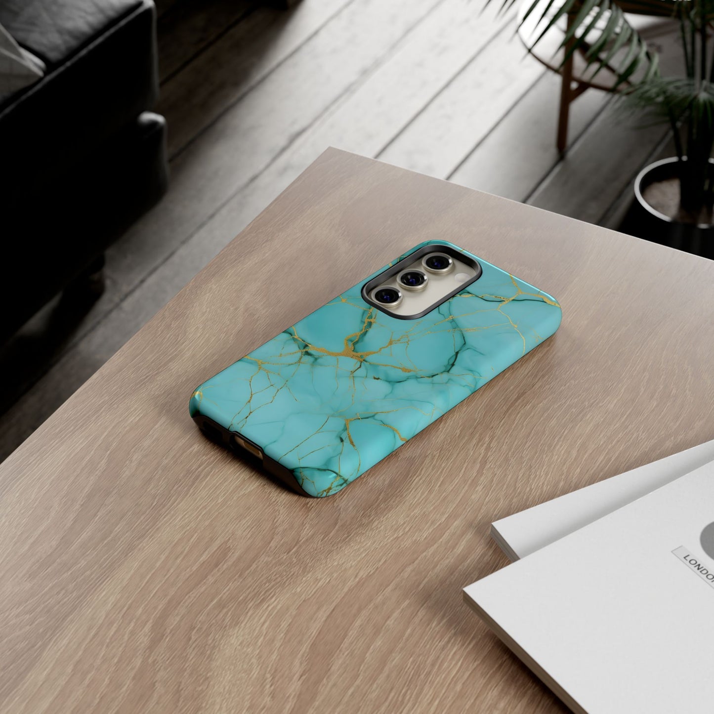 Teal Marble Tough Phone Case