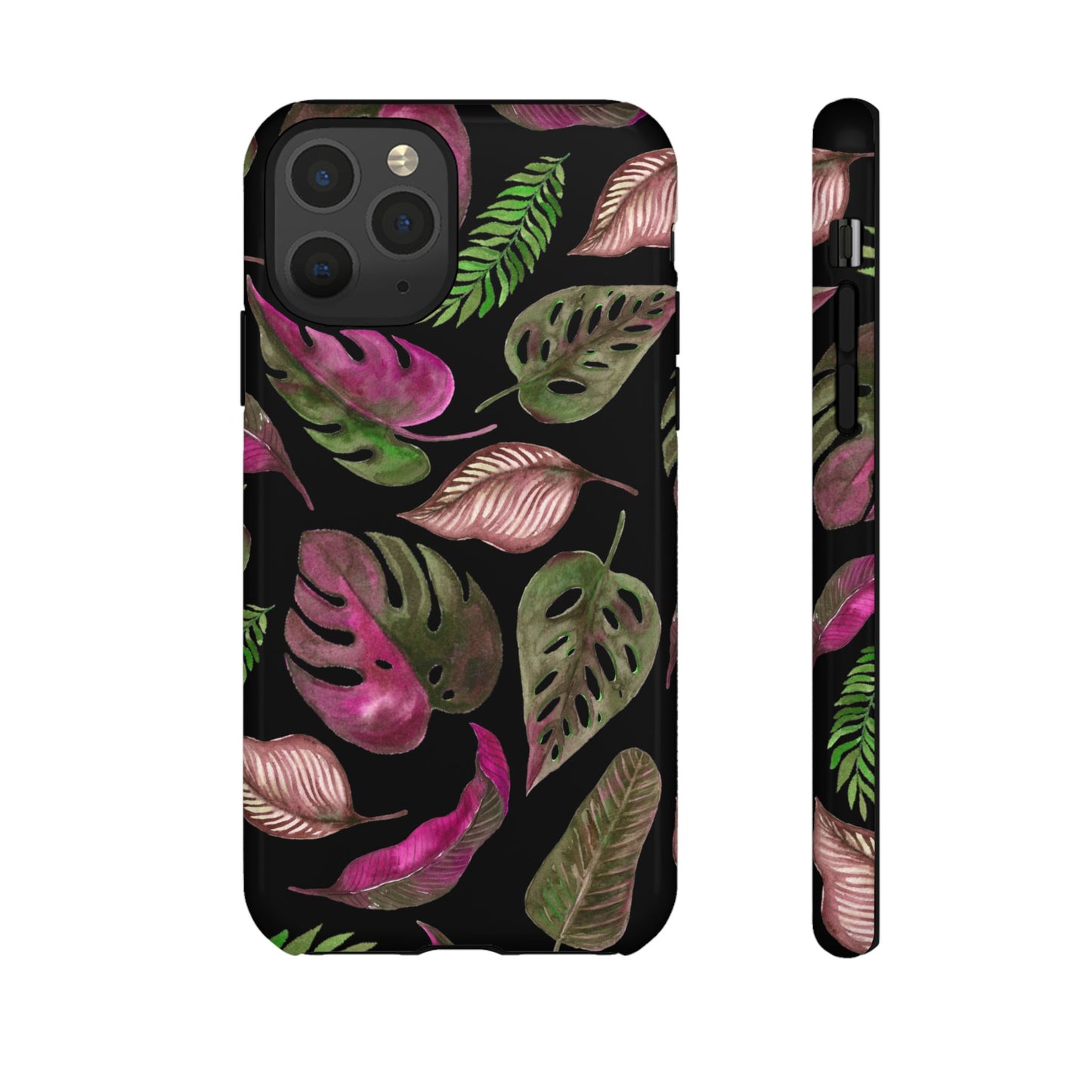 Pink & Black Tropical Leaves - Tough Case
