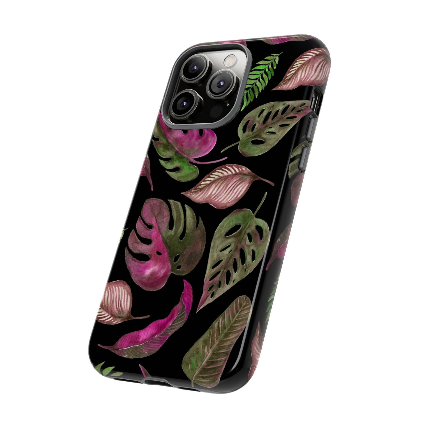 Pink & Black Tropical Leaves - Tough Case