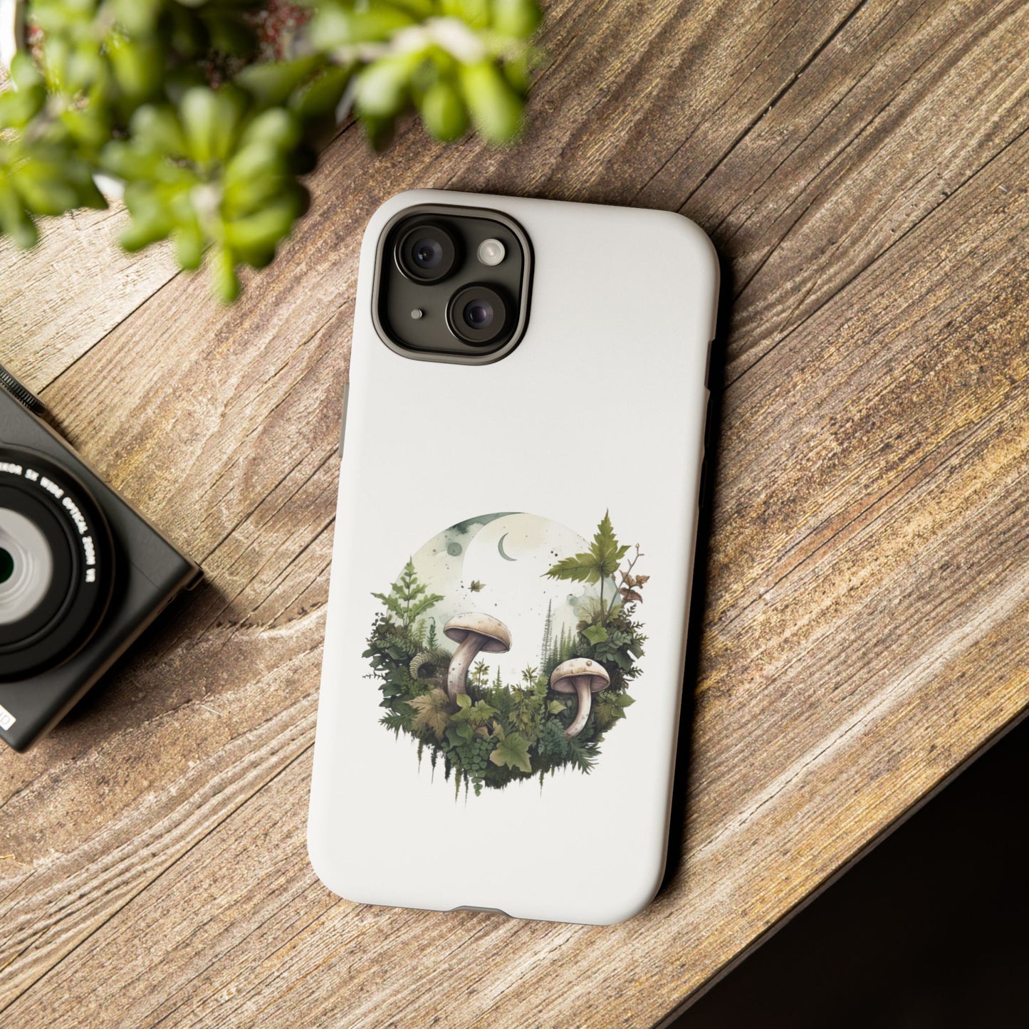 Moonlit Mushroom Tough Phone Case – Minimalist Forest Magic