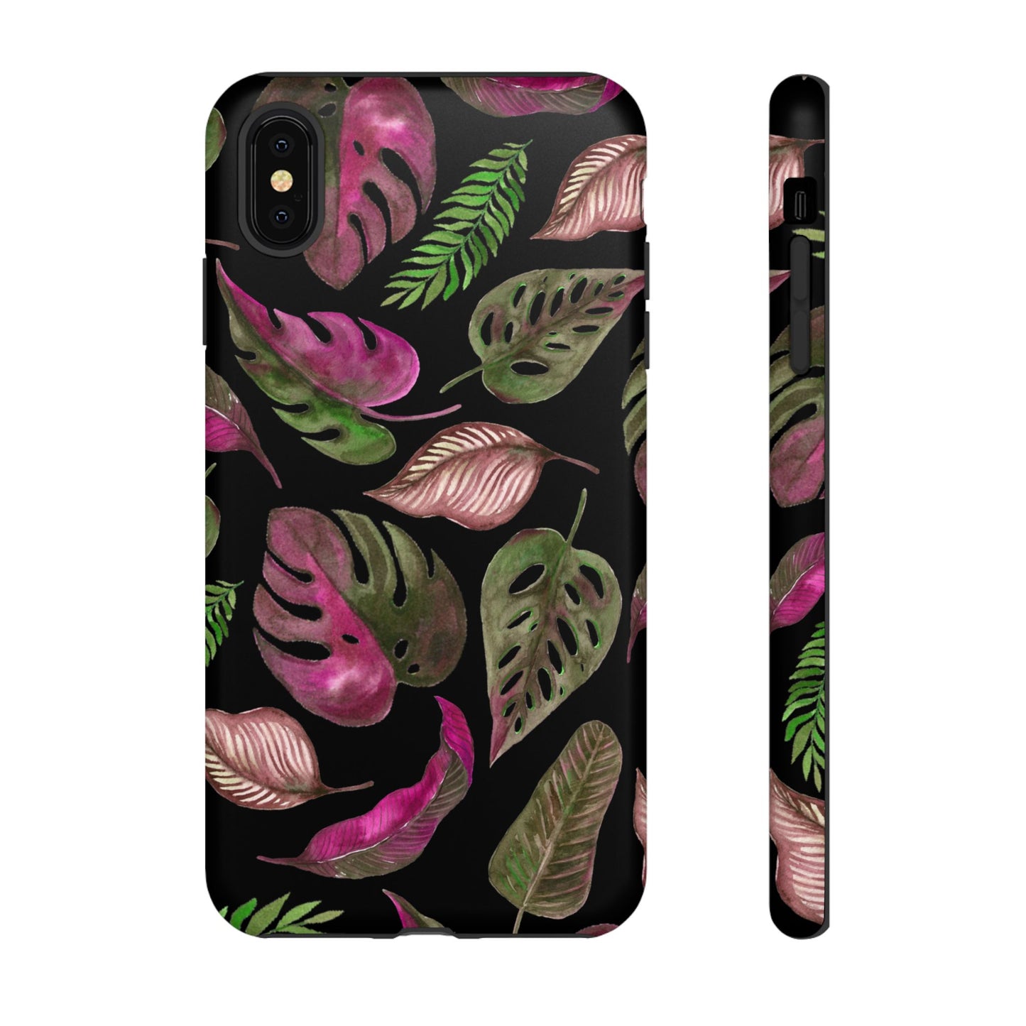 Pink & Black Tropical Leaves - Tough Case