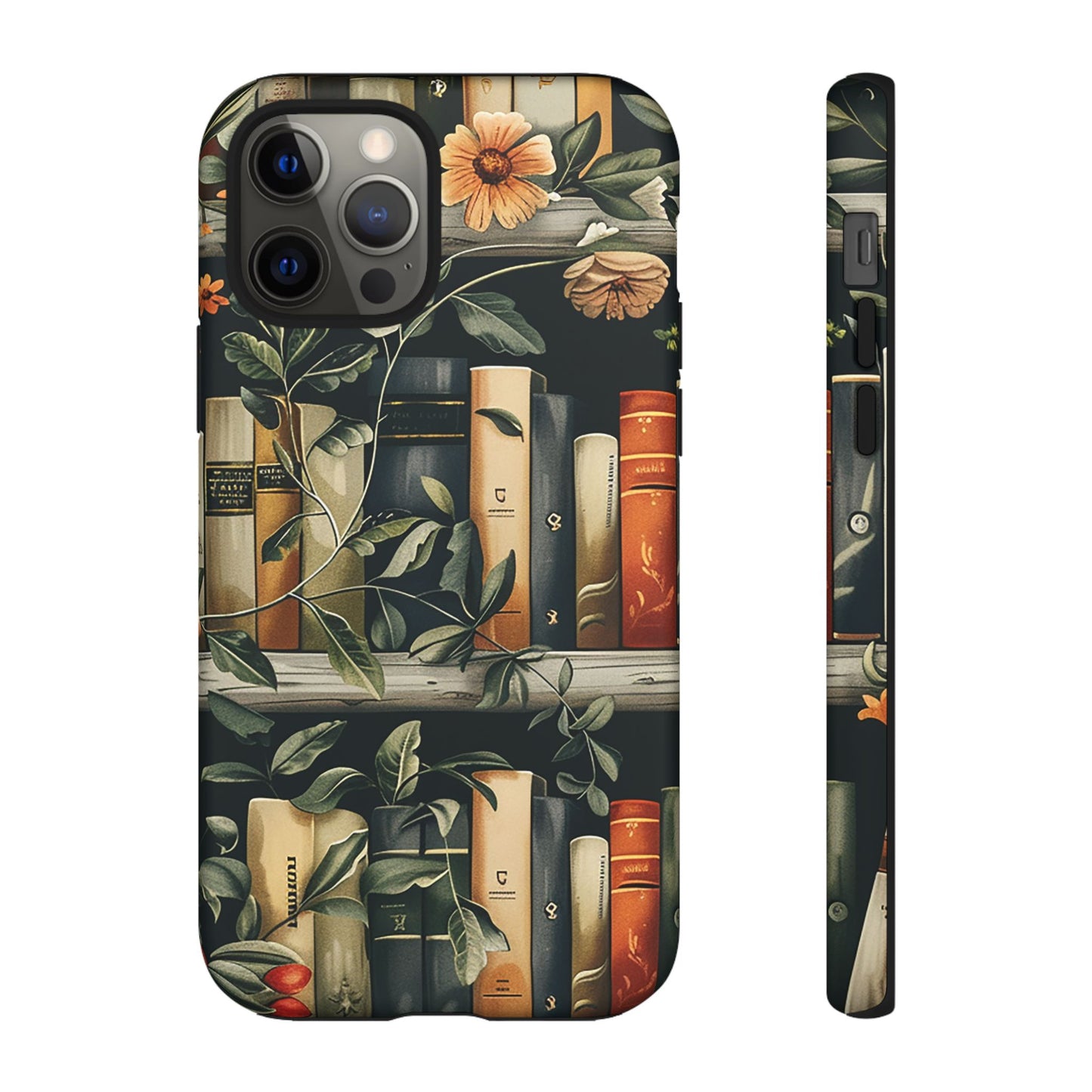 Cozy Bookshelf & Floral Tough Phone Case – Protective & Aesthetic for Book Lovers
