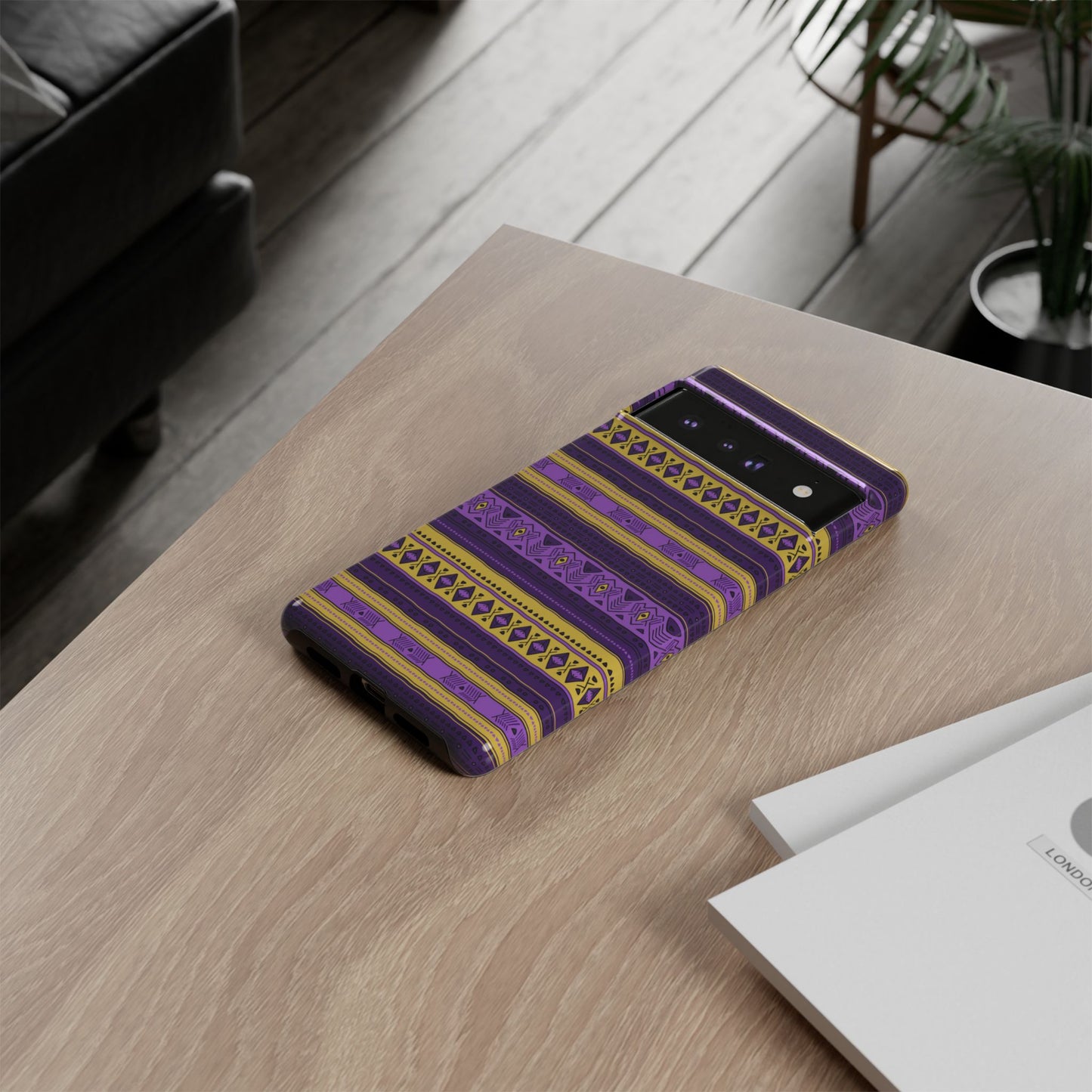Purple & Yellow Stripes - Tough Phone Case
