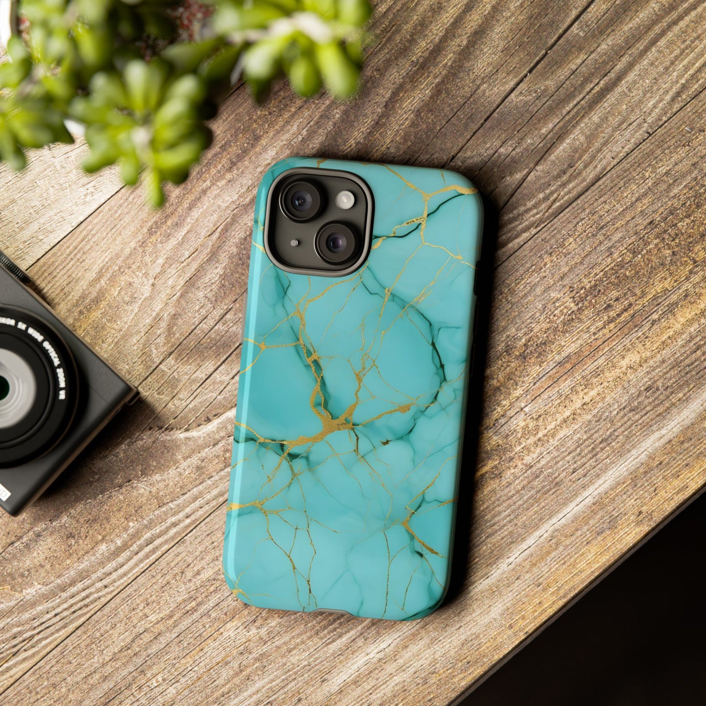 Teal Marble Tough Phone Case