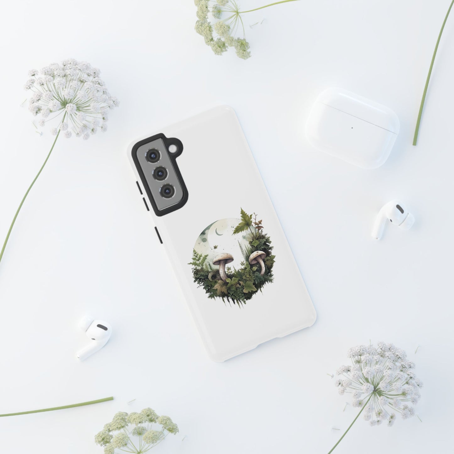 Moonlit Mushroom Tough Phone Case – Minimalist Forest Magic