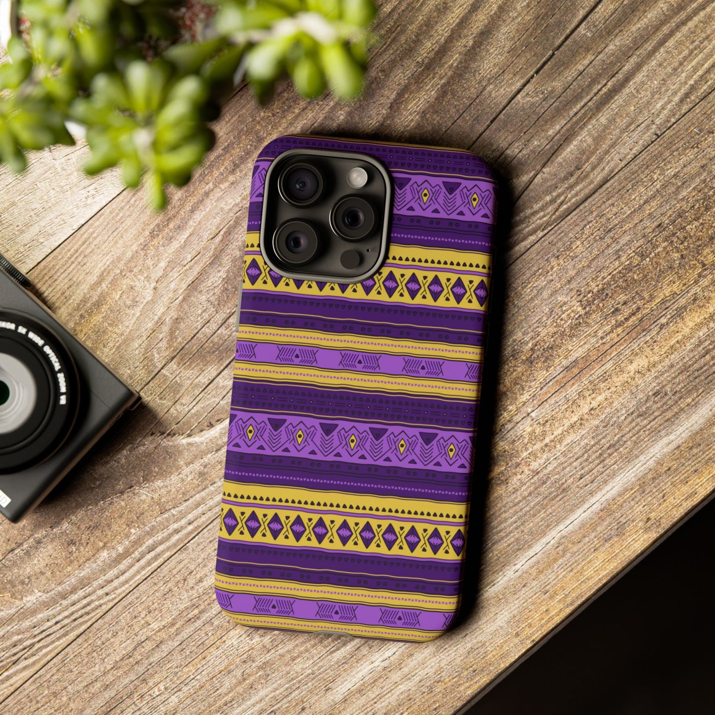 Purple & Yellow Stripes - Tough Phone Case