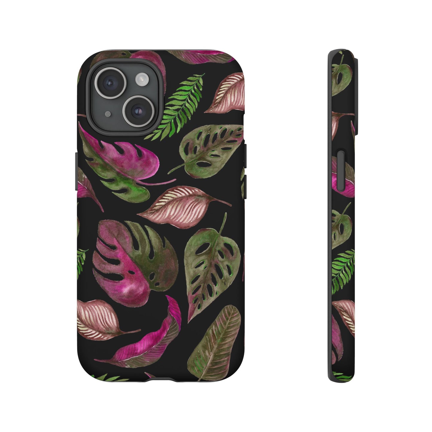Pink & Black Tropical Leaves - Tough Case