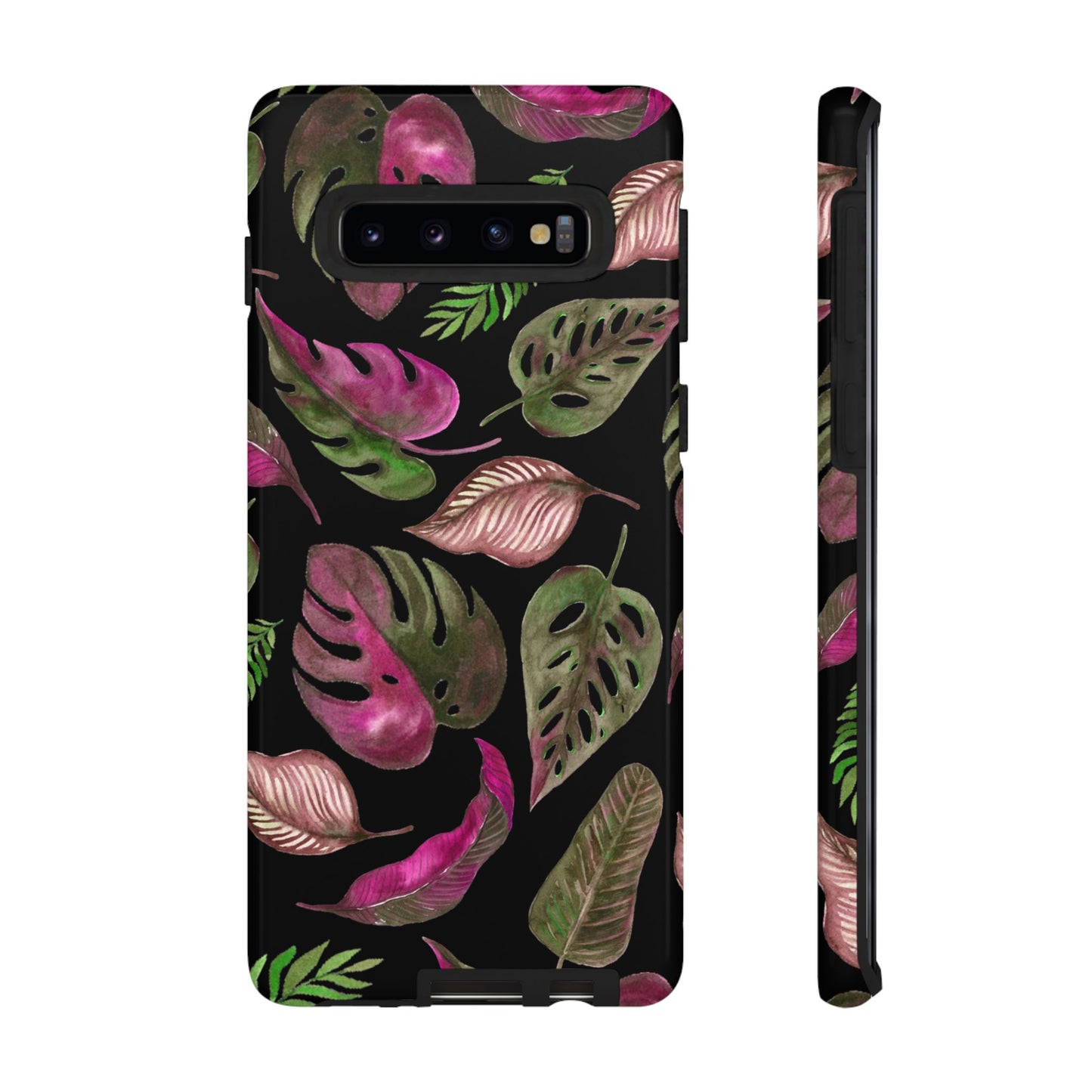 Pink & Black Tropical Leaves - Tough Case
