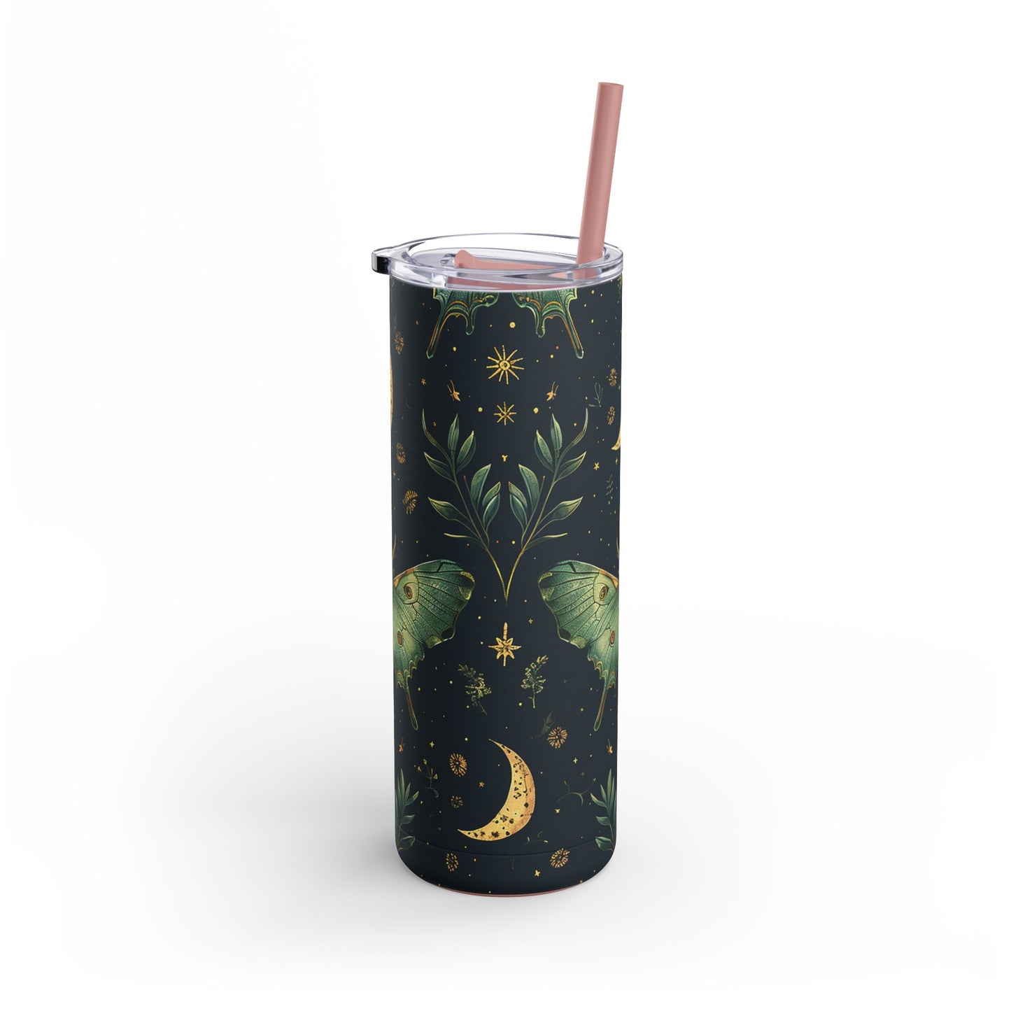 Lunar Moth Matte Skinny Tumbler – 20oz Insulated Drinkware with a Touch of Magic