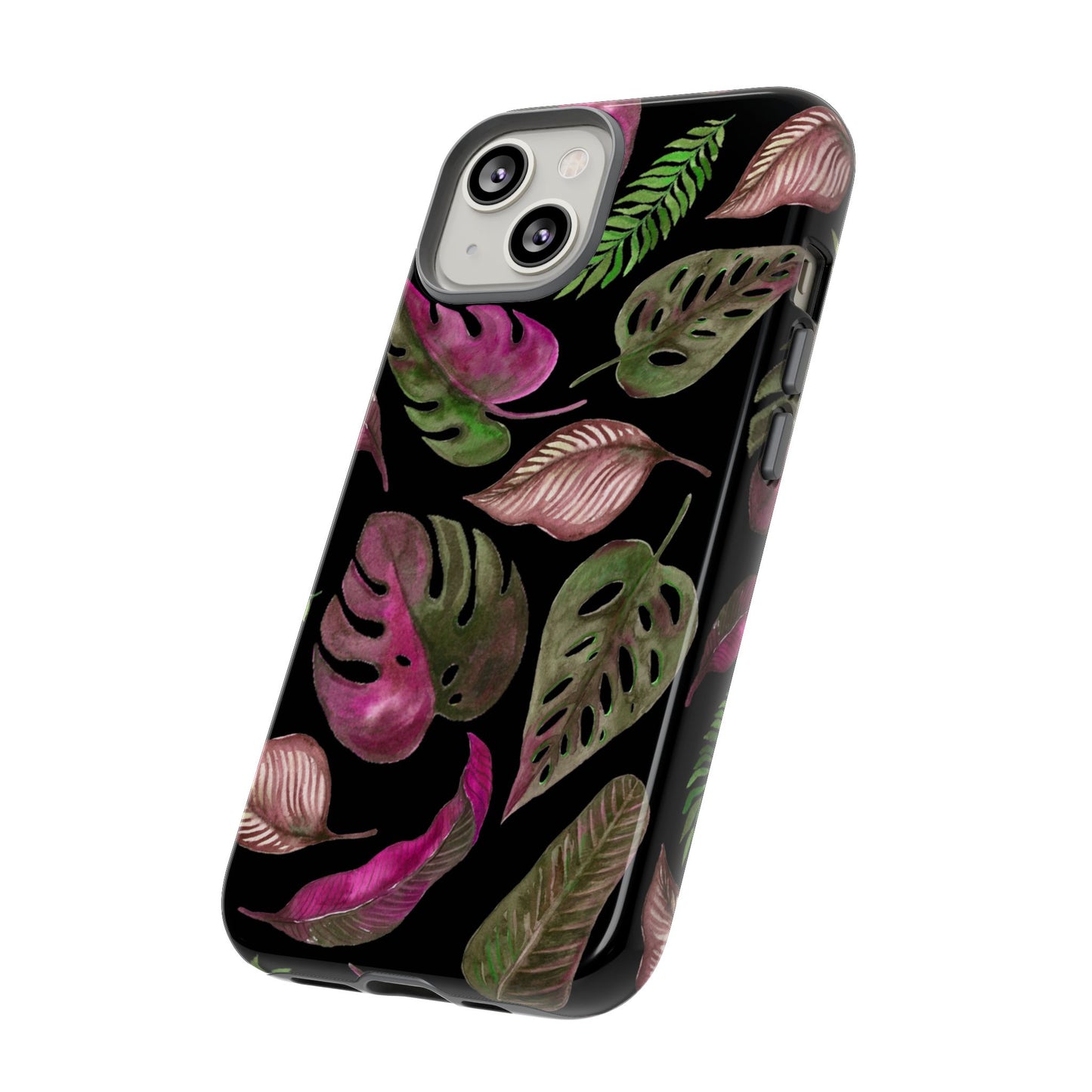 Pink & Black Tropical Leaves - Tough Case
