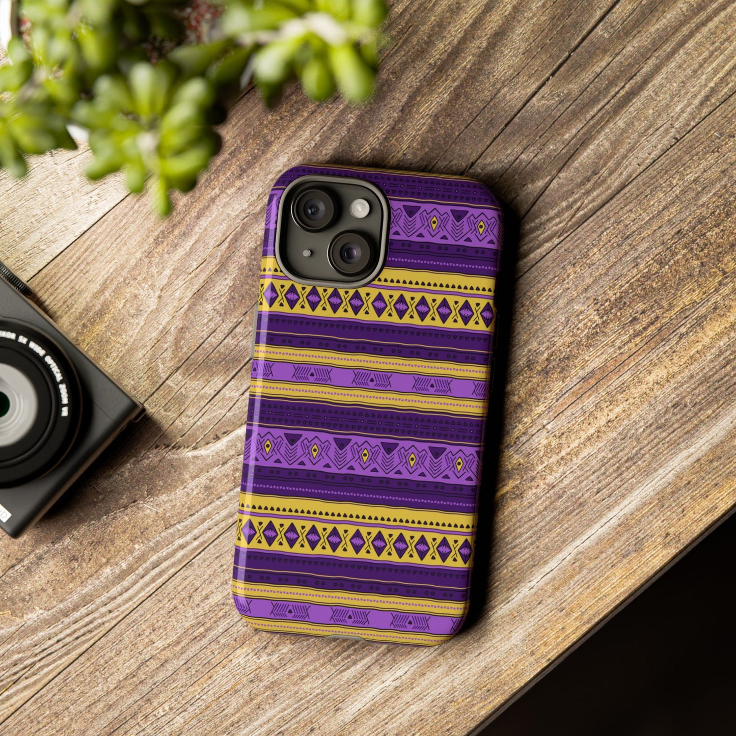 Purple & Yellow Stripes - Tough Phone Case