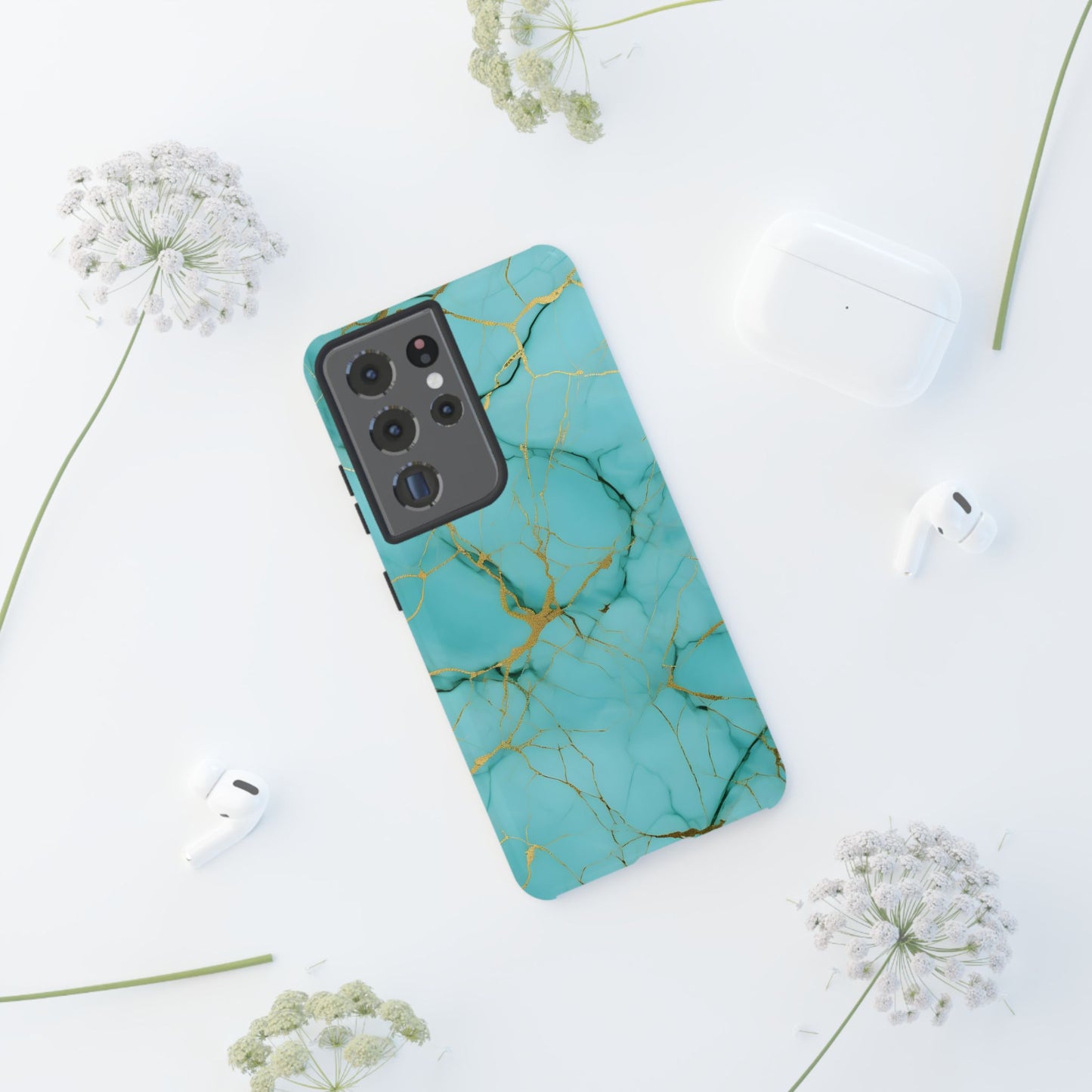 Teal Marble Tough Phone Case
