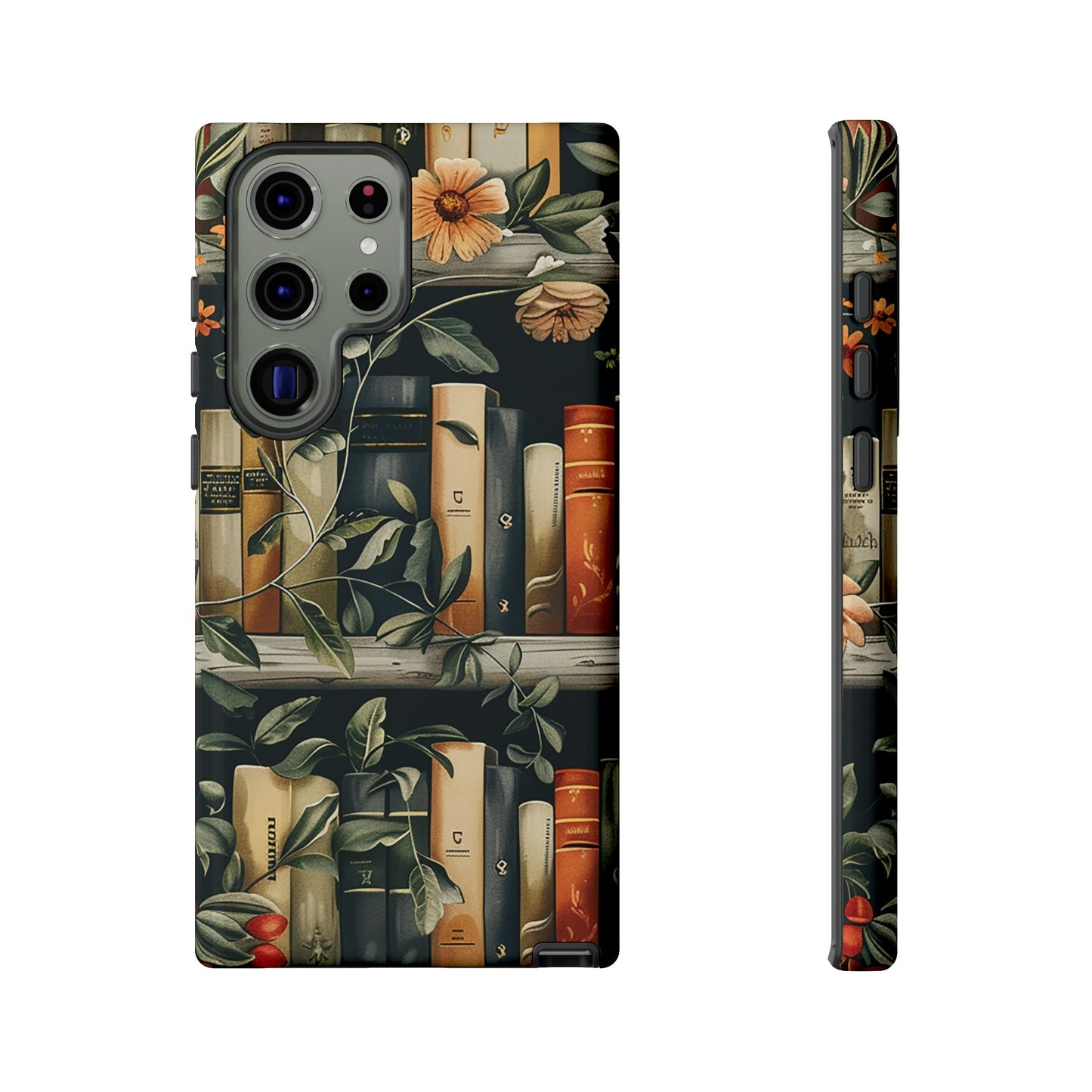 Cozy Bookshelf & Floral Tough Phone Case – Protective & Aesthetic for Book Lovers