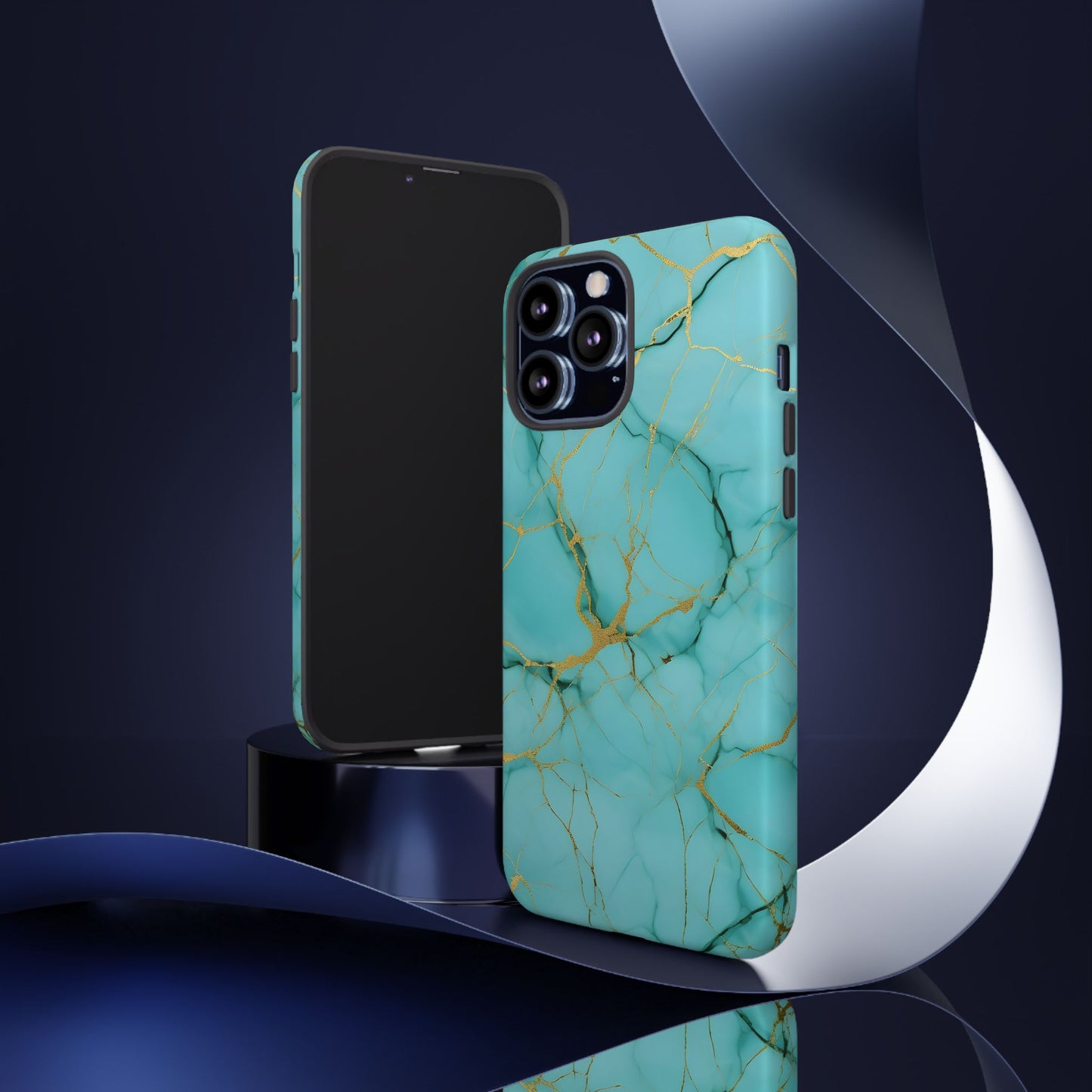 Teal Marble Tough Phone Case